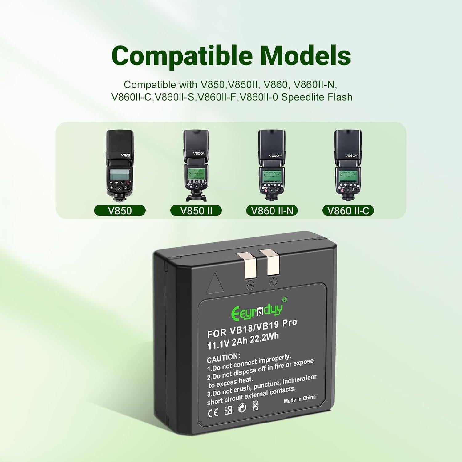 Batería de Litio Recargable Eeyrnduy VB18 2000mAh para Godox