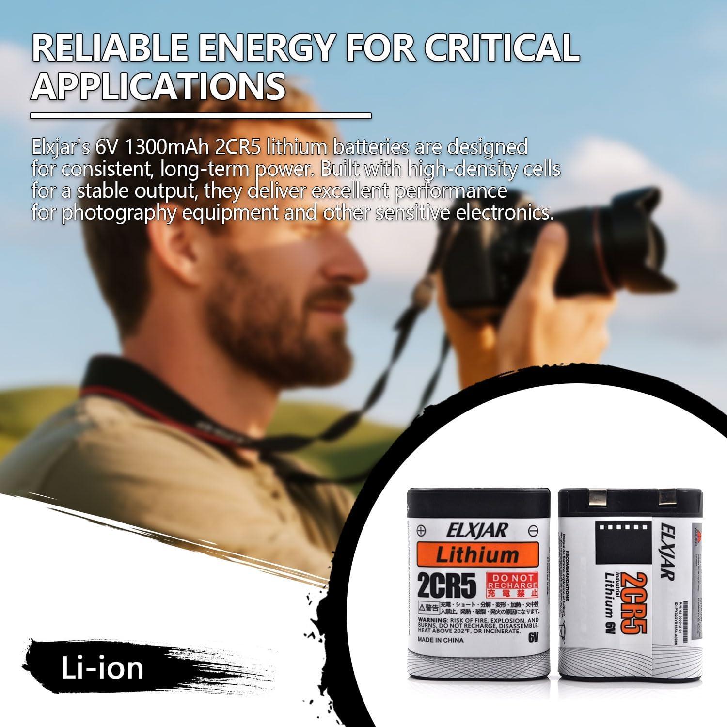 Baterías de Litio 2CR5 6V 1300mAh Elxjar - Paquete de 5