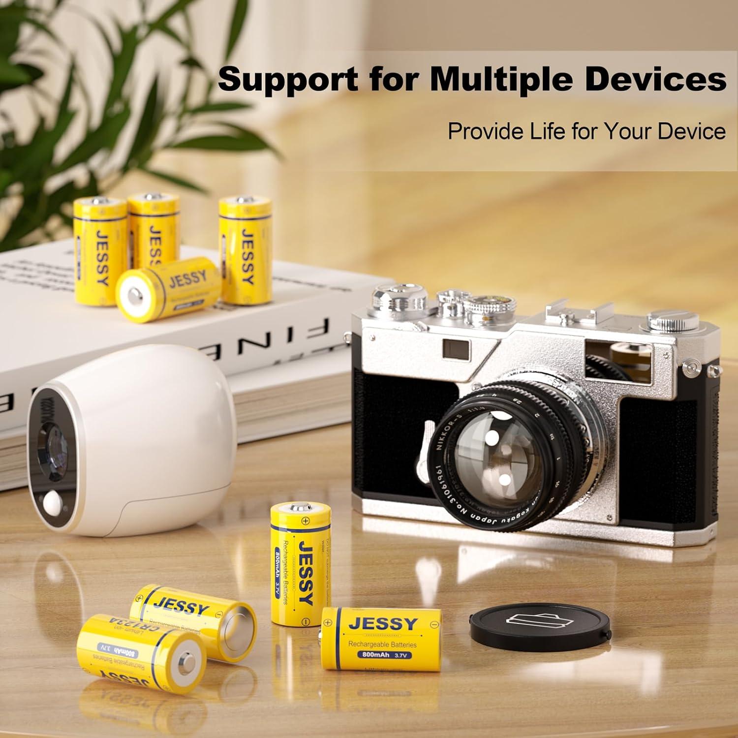 Baterías Recargables JESSY CR123A Litio 3.7V Paquete de 8