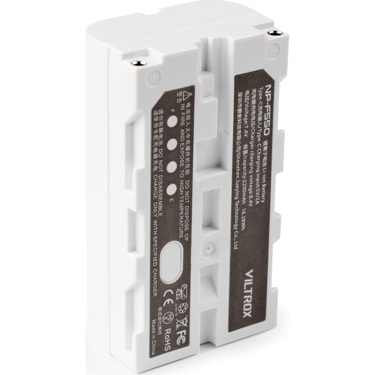 Baterías VILTROX NP-F550 2200mAh 2 Paquete Carga USB Tipo-C