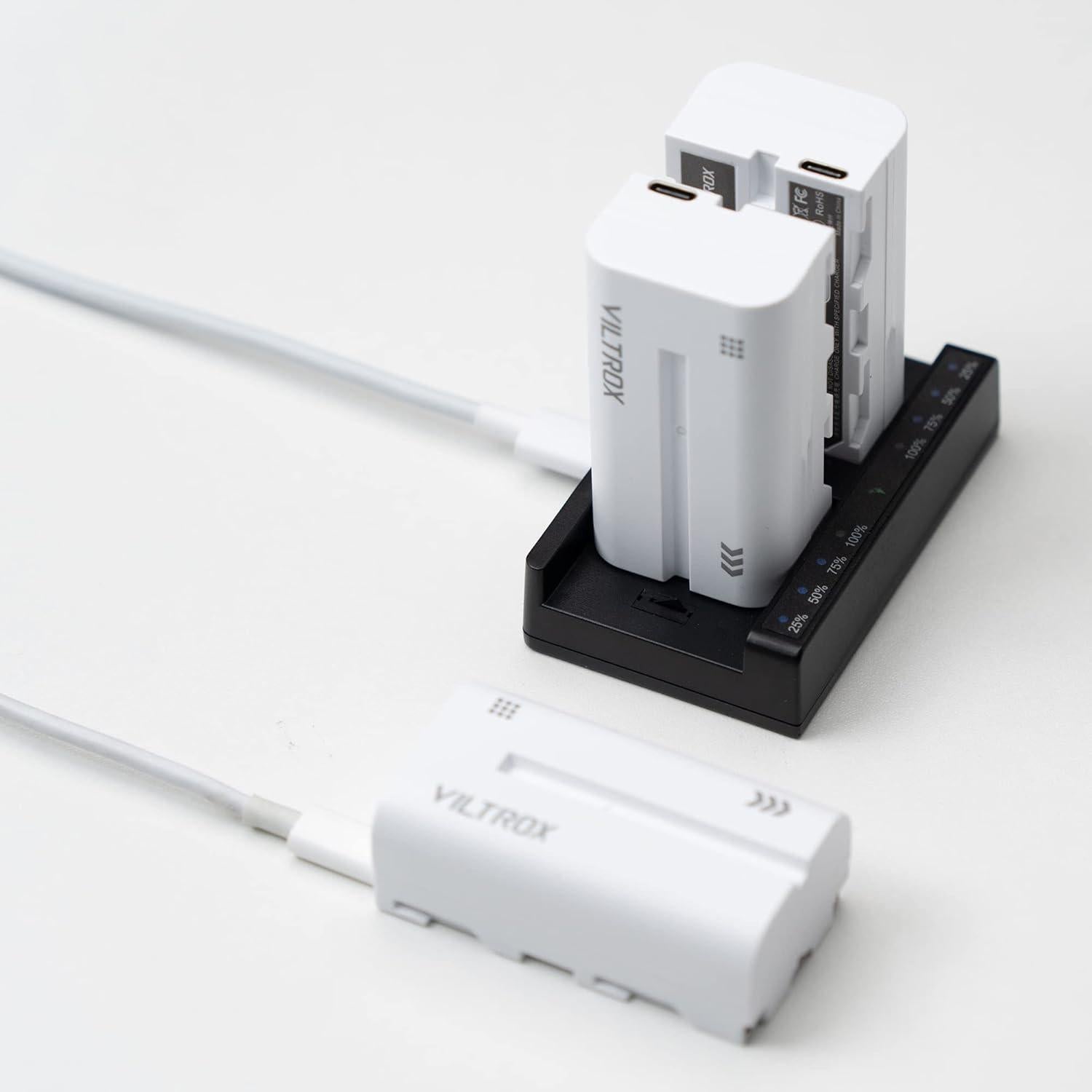 Baterías VILTROX NP-F550 2200mAh 2 Paquete Carga USB Tipo-C