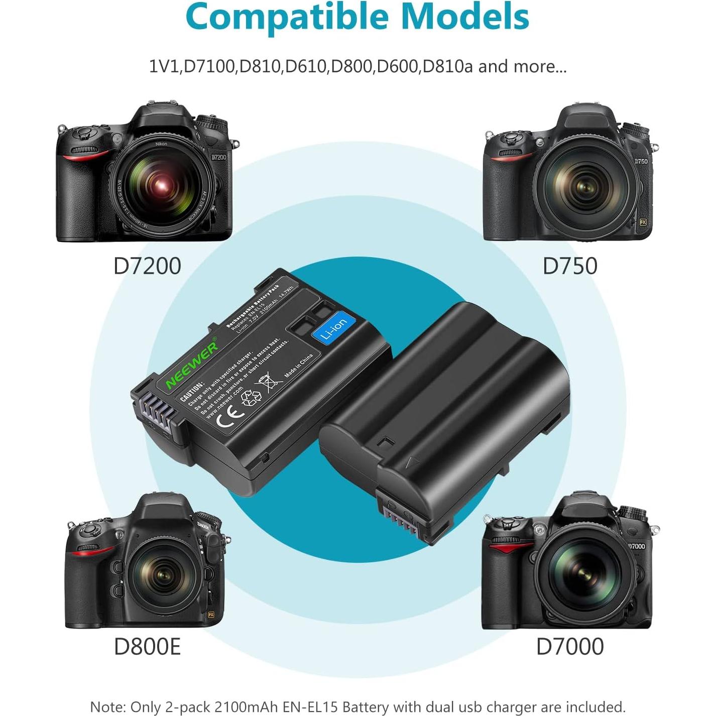 Juego de Batería y Cargador NEEWER EN-EL15 para Nikon