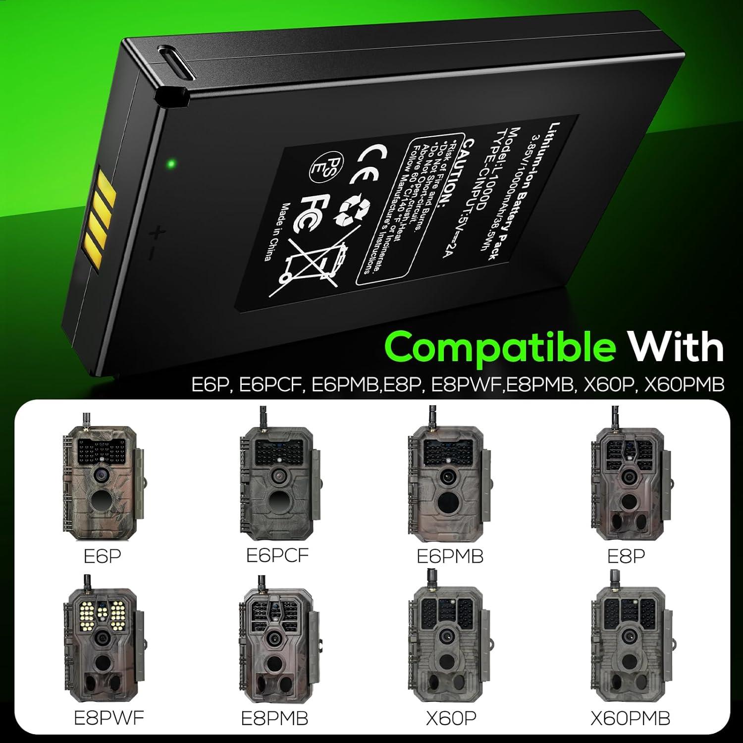 Paquete de 2 Baterías Recargables 10000mAh GardePro E6P E8P