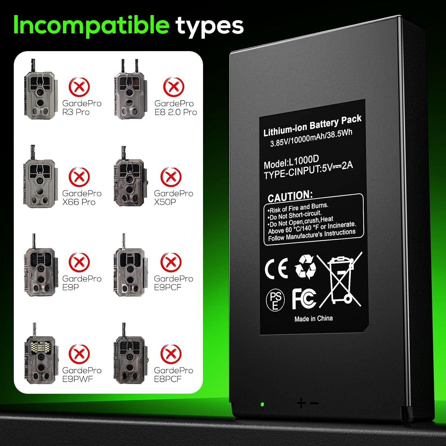 Paquete de 2 Baterías Recargables 10000mAh GardePro E6P E8P