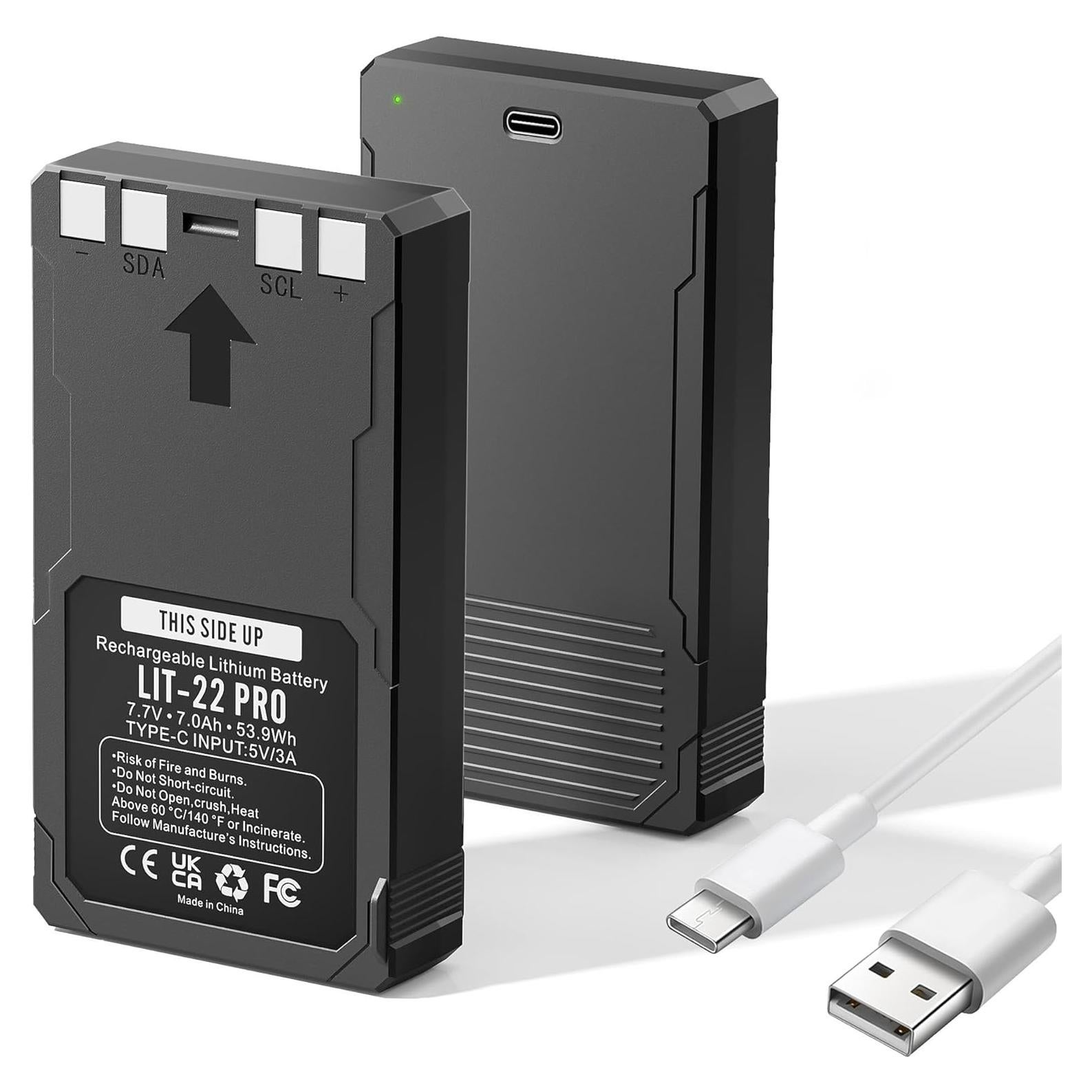 Paquete de 2 Baterías Recargables Litio LIT-22 Pro 7000mAh