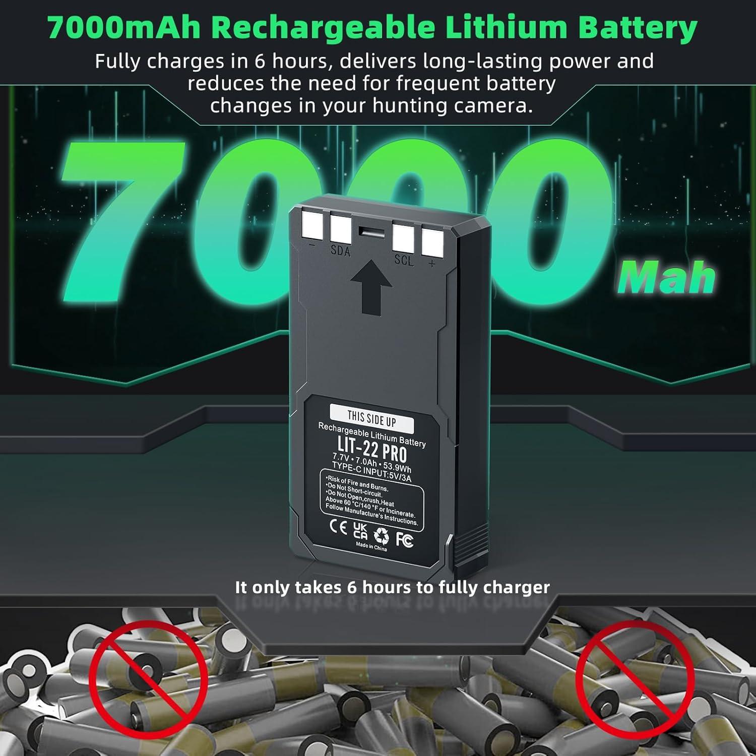 Paquete de 2 Baterías Recargables Litio LIT-22 Pro 7000mAh