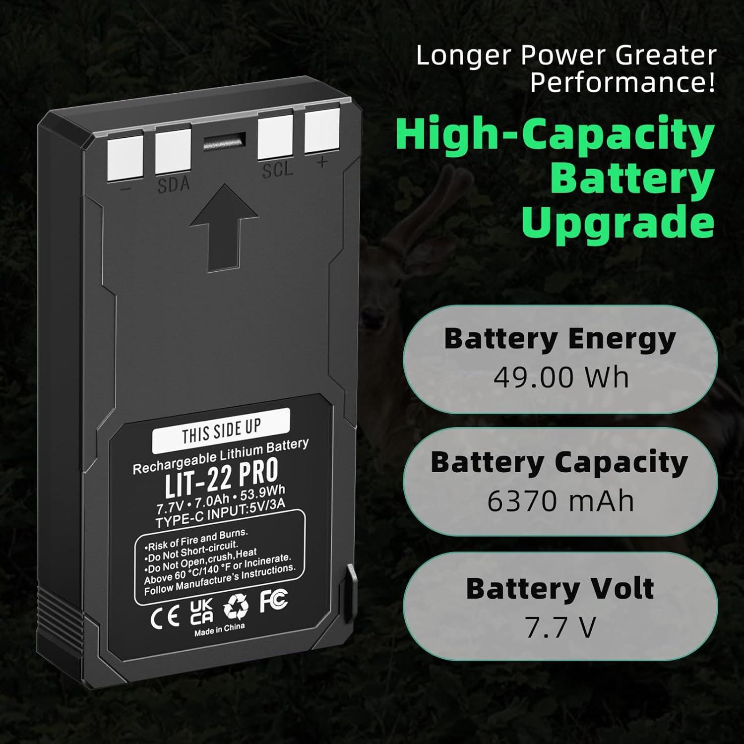 Paquete de 2 Baterías Recargables Litio LIT-22 Pro 7000mAh