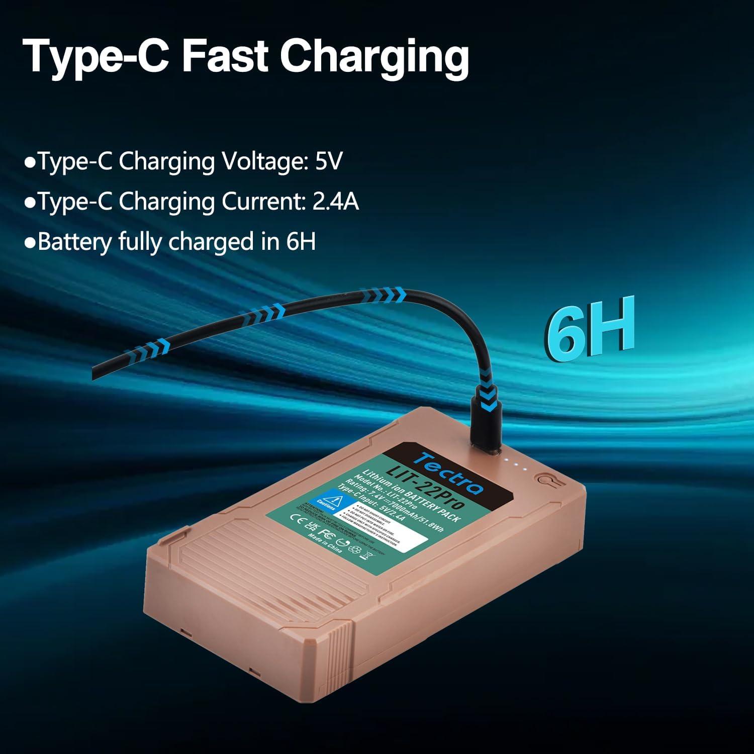 Batería de Litio Recargable Tectra LIT-22 7000mAh Paquete de 2