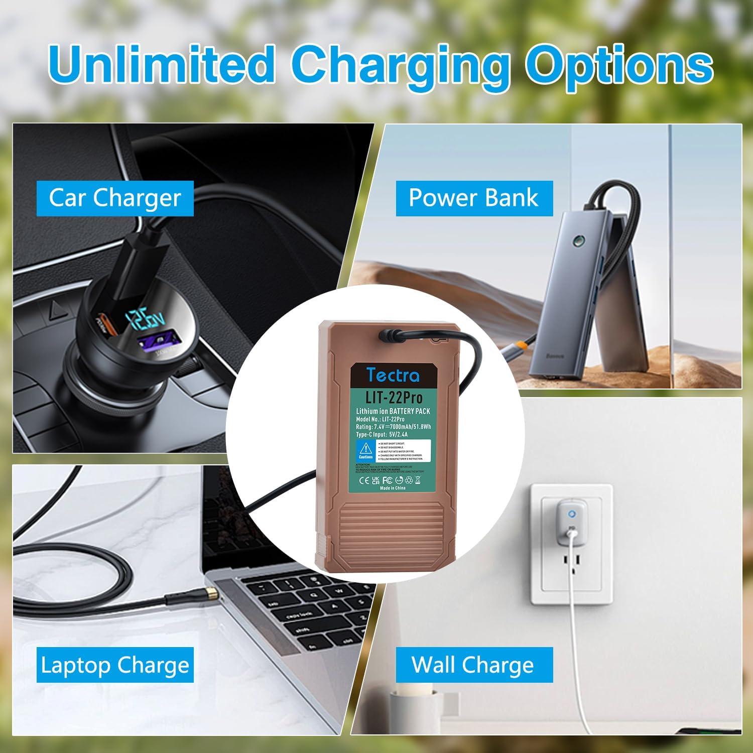 Batería de Litio Recargable Tectra LIT-22 7000mAh Paquete de 2