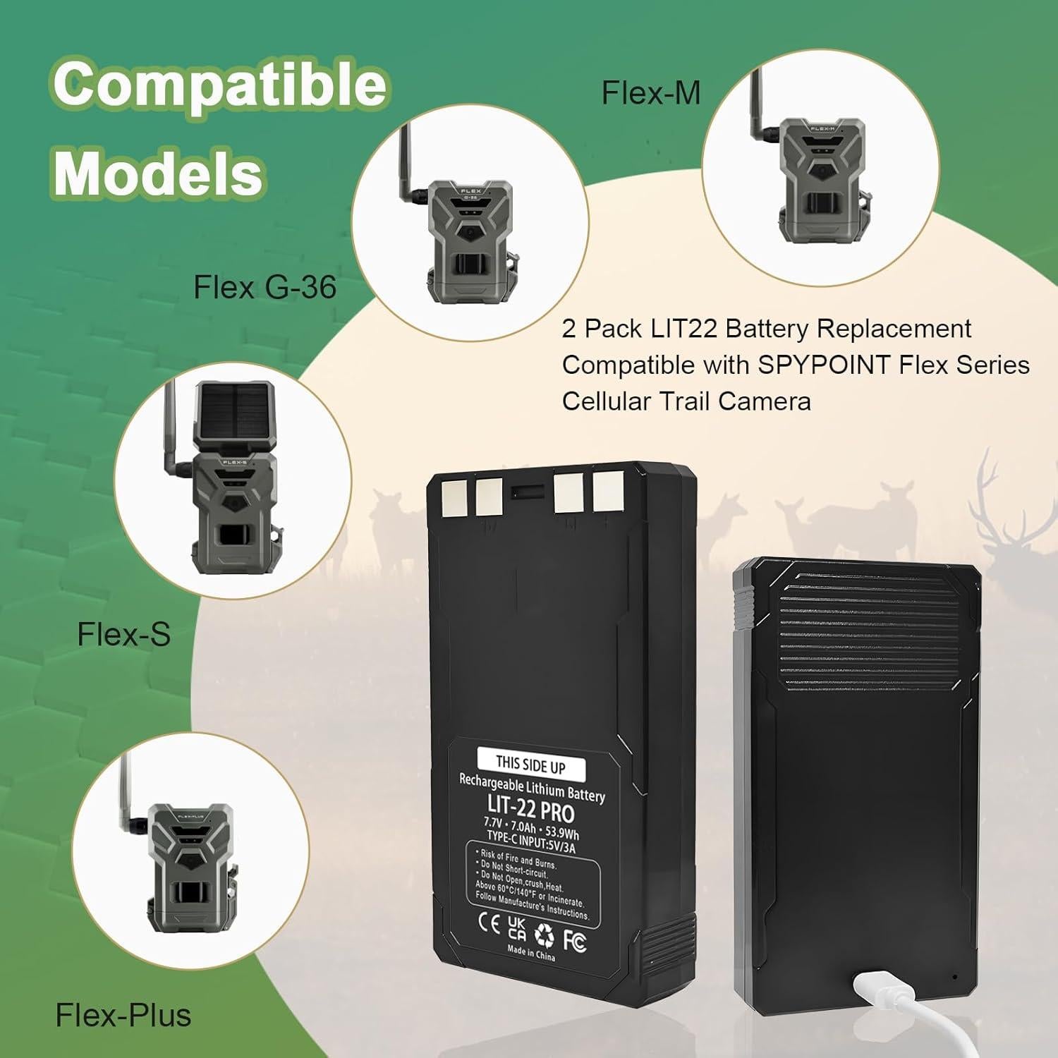 Paquete Doble Batería Recargable LIT-22 SPYPOINT 7000mAh