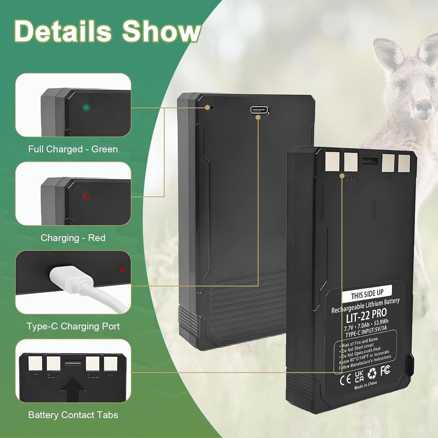 Paquete Doble Batería Recargable LIT-22 SPYPOINT 7000mAh