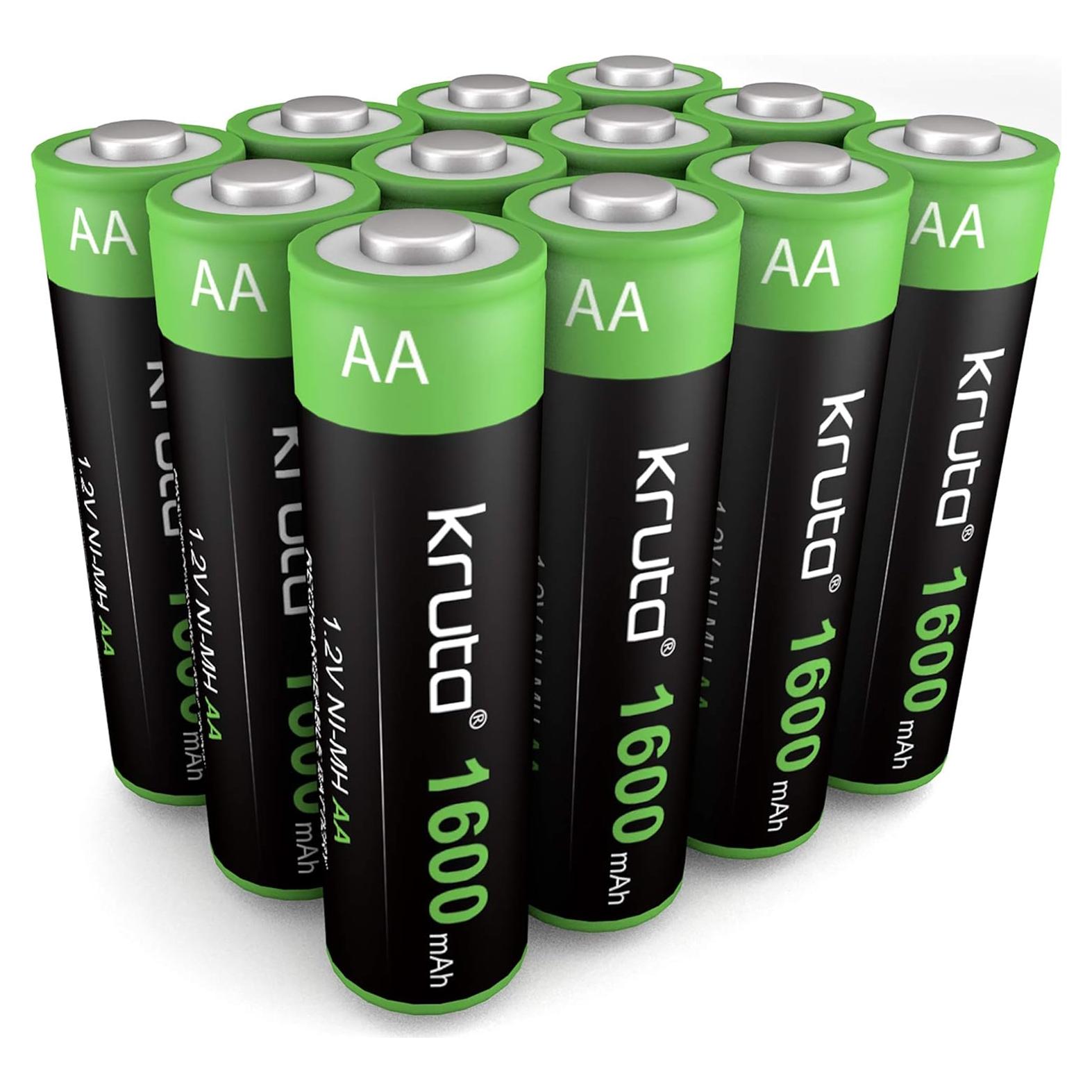 Baterías Recargables AA Kruta 1600mAh 1.2V Ni-MH - Paquete de 12