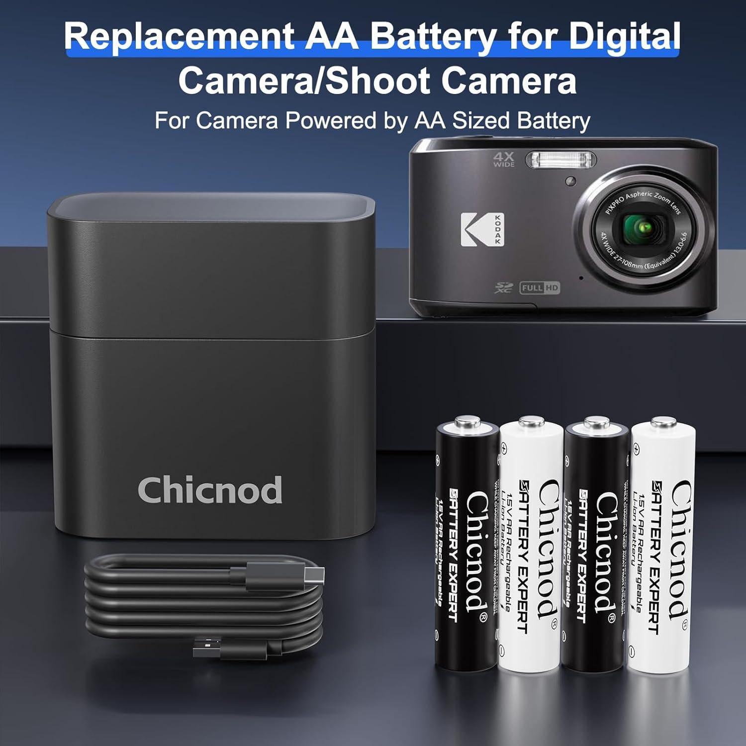 Baterías AA Recargables Litio 3800mWh con Cargador USB-C
