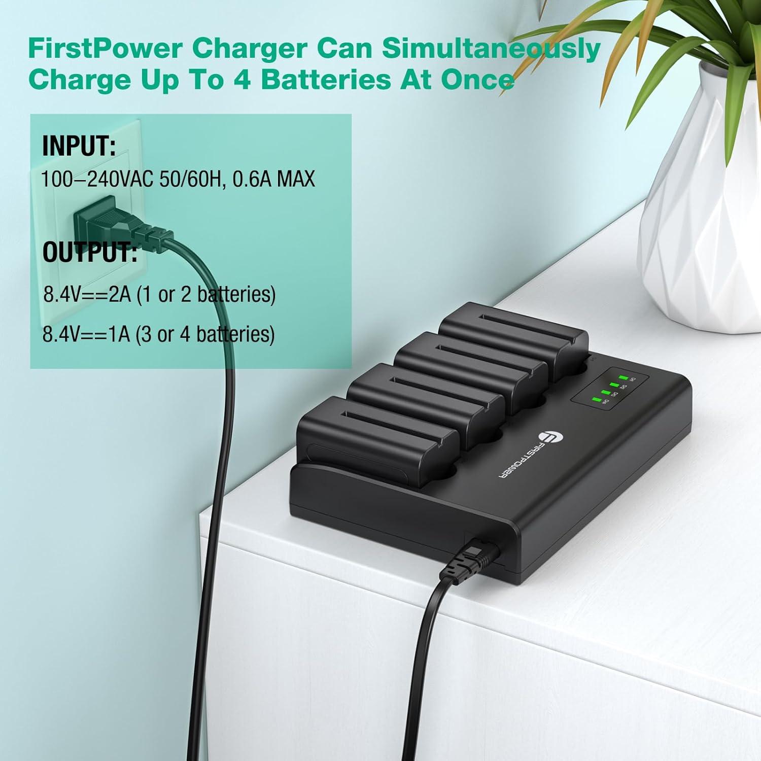 Baterías FirstPower NP-F750 4 Pack + Cargador Rápido 4 Canales