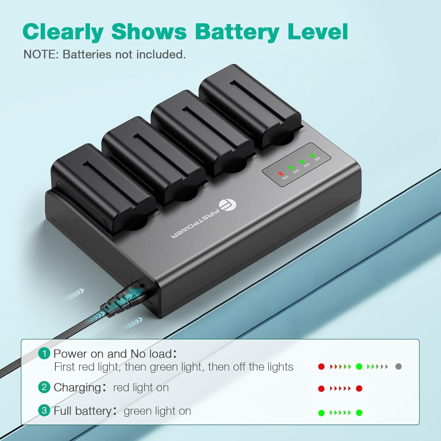 Baterías FirstPower NP-F750 4 Pack + Cargador Rápido 4 Canales