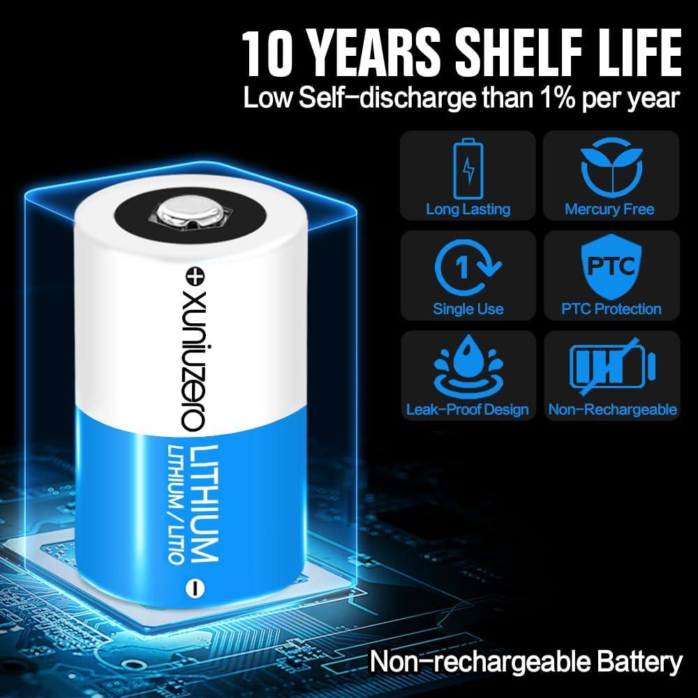 Baterías de Litio CR2 3V XUNIUZERO 1000mAh Paquete de 4