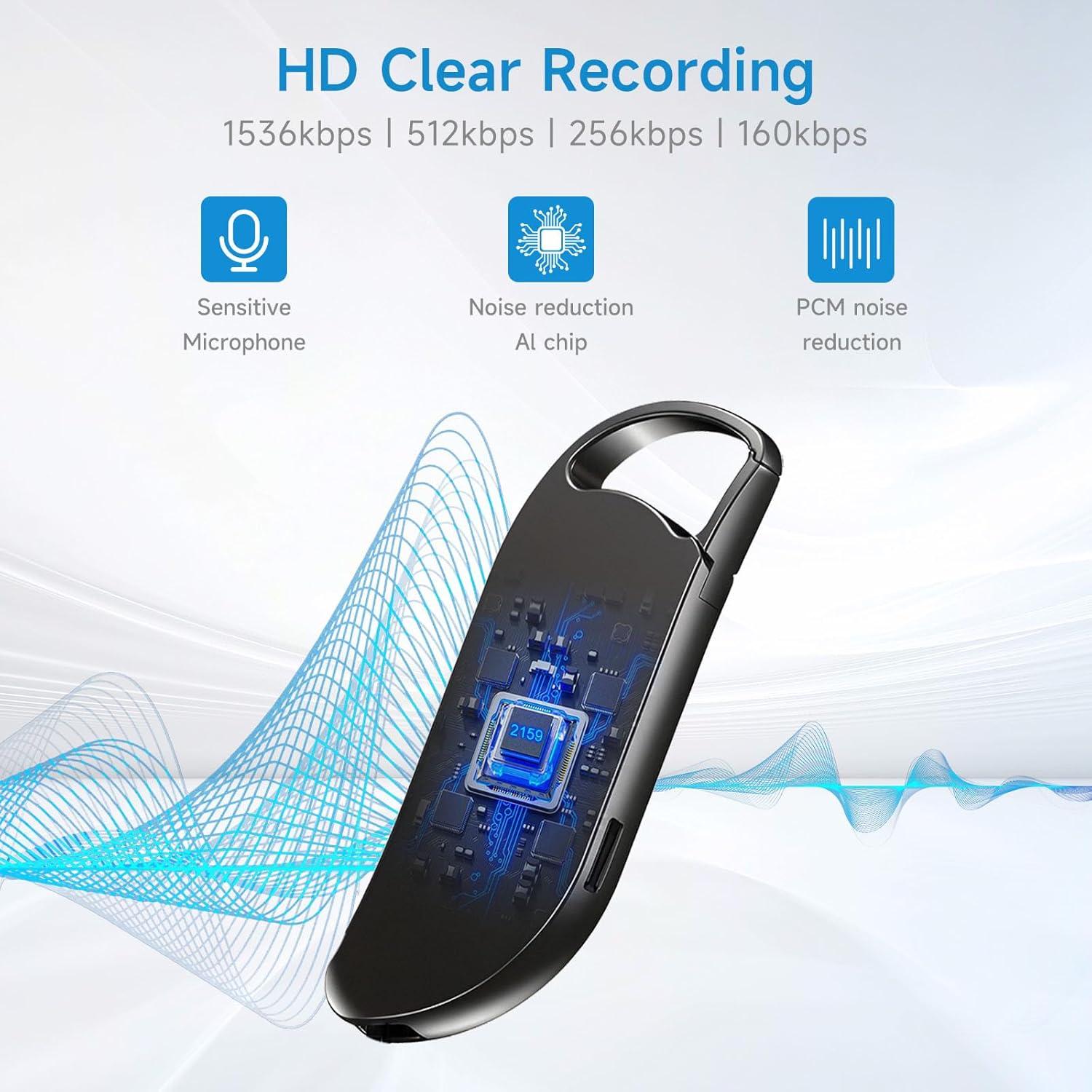 Grabadora de Voz Digital Vandlion 64GB con Reducción de Ruido