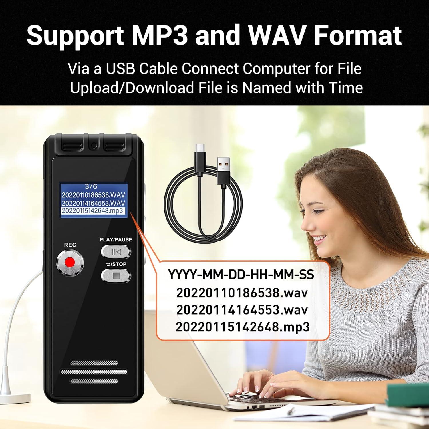 Grabadora de Voz Digital HoTiyan 64GB Activada por Voz