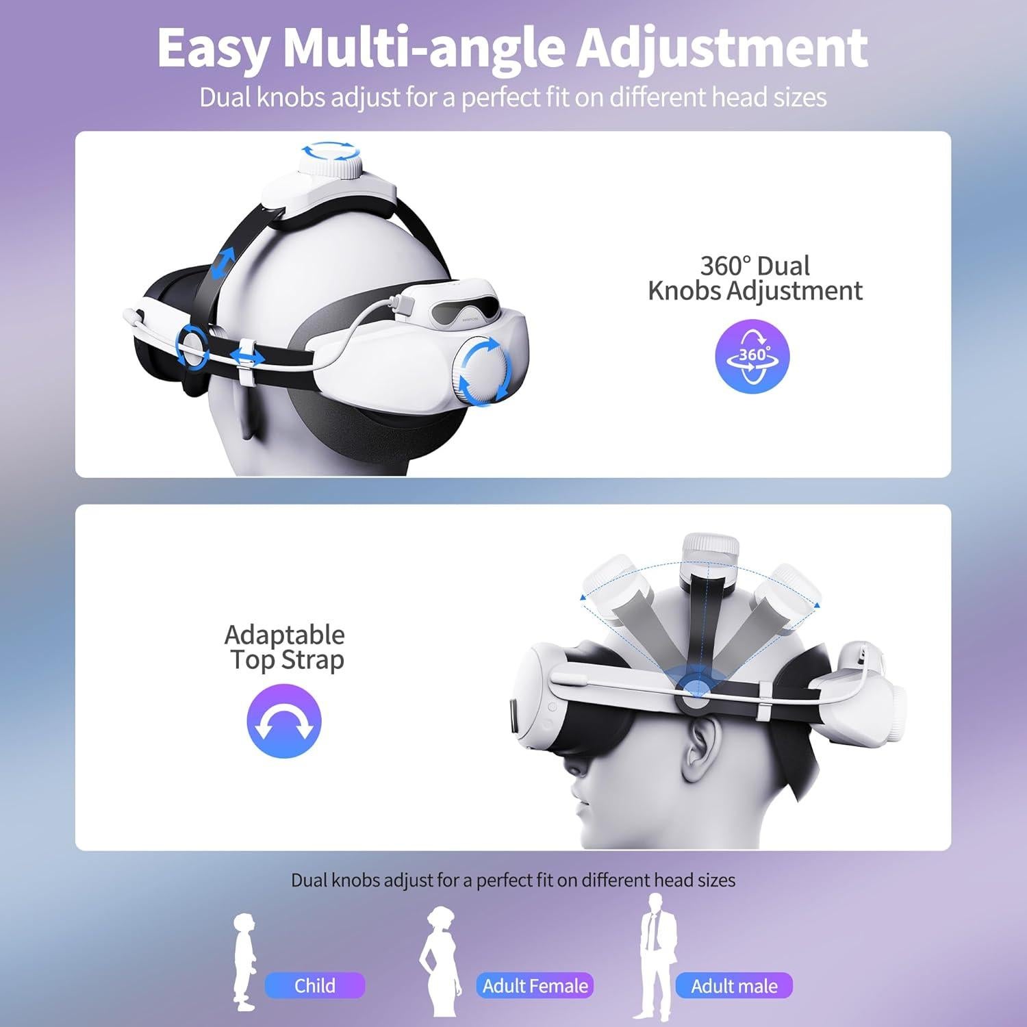 Correa para cabeza Noiposi con batería 10000mAh para Meta Quest 3/2