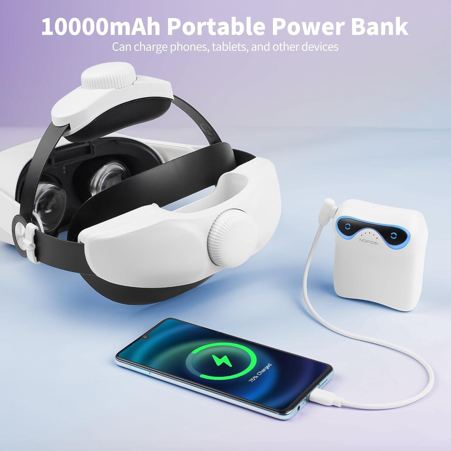 Correa para cabeza Noiposi con batería 10000mAh para Meta Quest 3/2