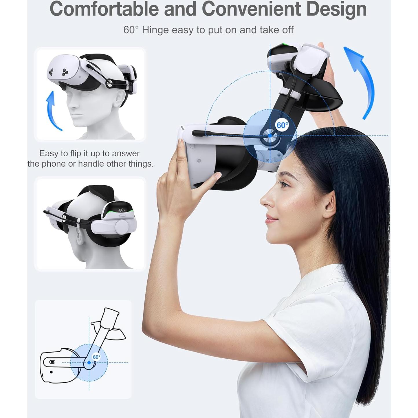 Correa para cabeza VR KawayeReal con batería 6700mAh y almohadilla