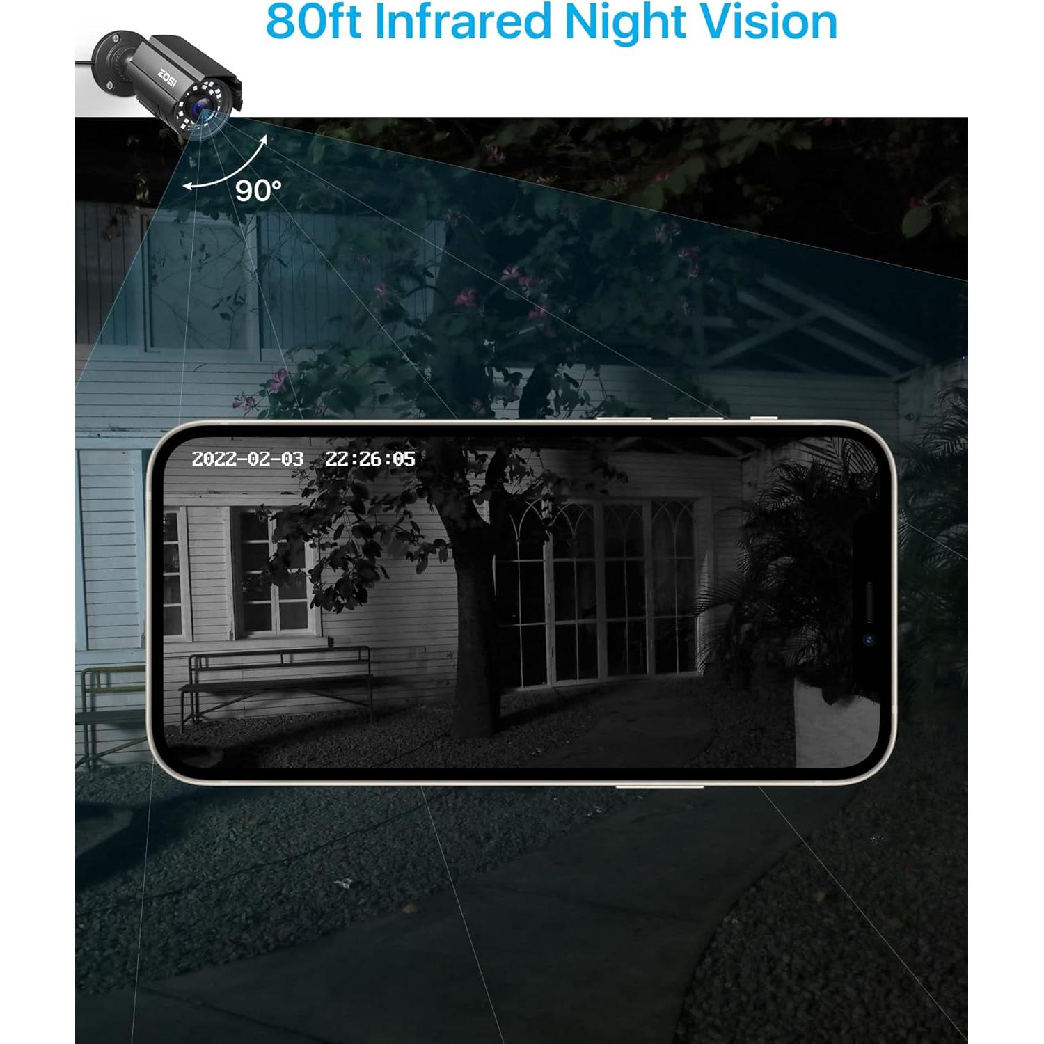 Cámara de Seguridad ZOSI 1080P HD 4 en 1 IP66 Visión Nocturna