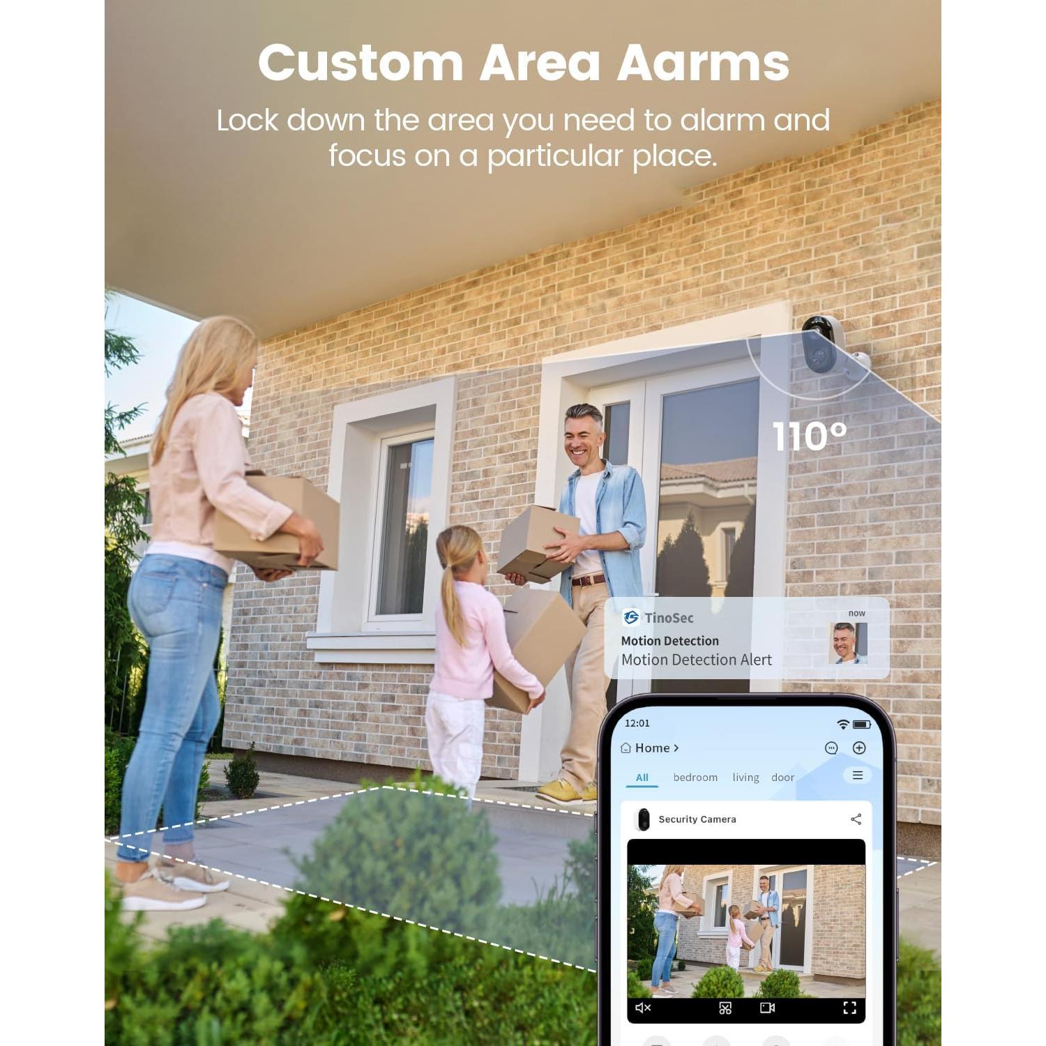 Security Cameras Wireless Outdoor, Battery Powered 2K Color Night Vision, WiFi Cameras for Home Security, AI Motion Detection,Spotlight Siren Alarm,IP66 Waterproof,2-Way Talk,SD/Cloud Storage