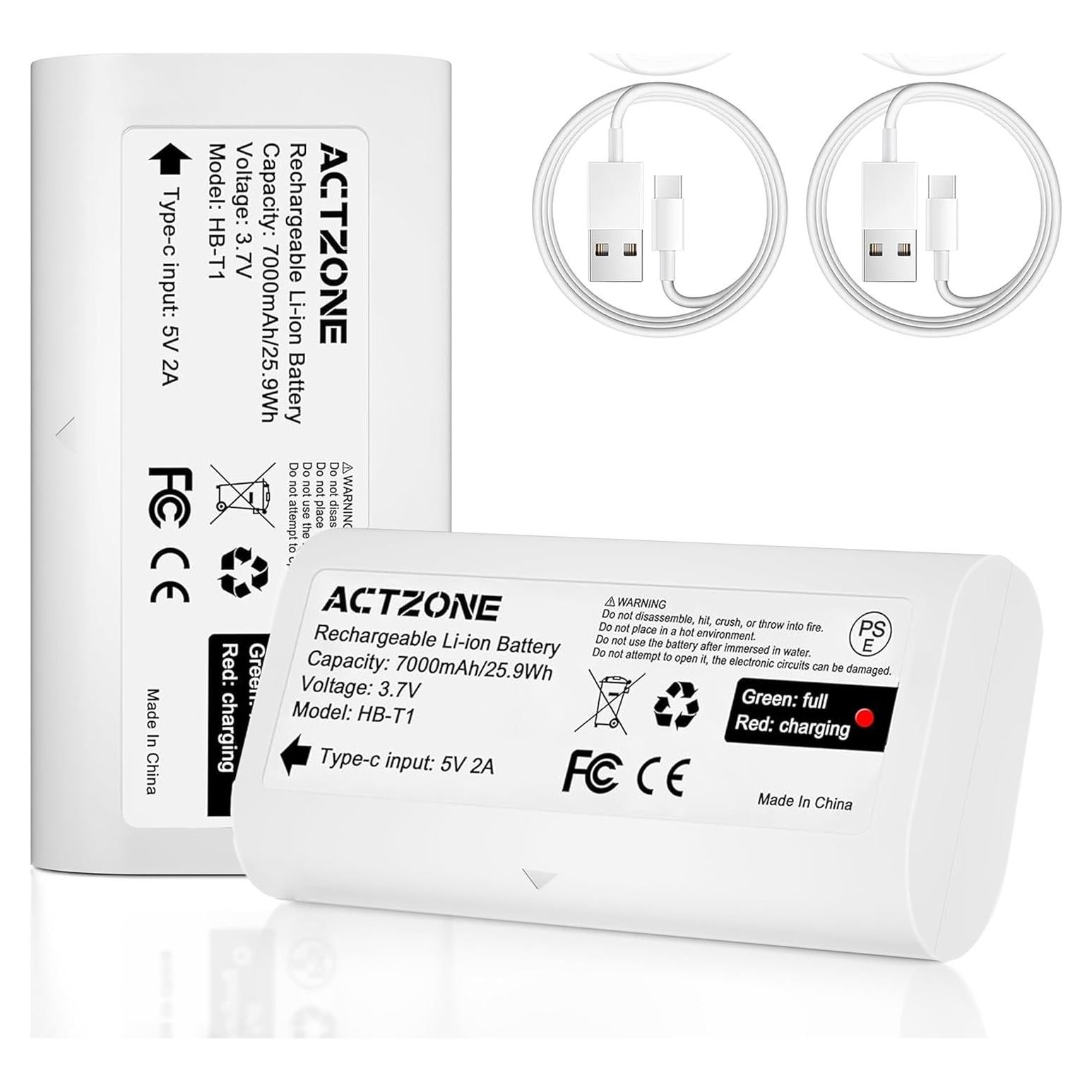 Paquete de 2 Baterías Recargables ActZone 7000mAh para Cámara WYZE