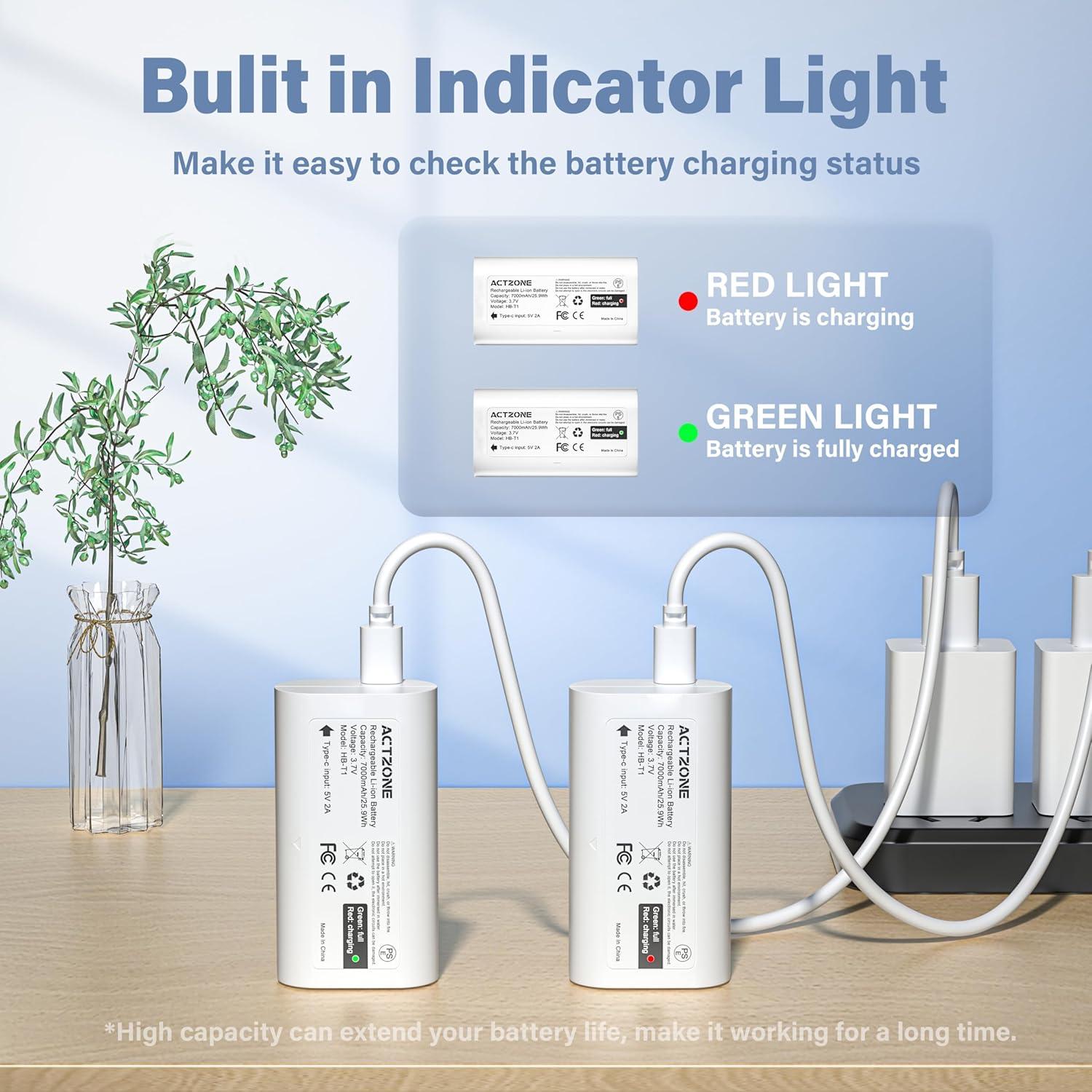 Paquete de 2 Baterías Recargables ActZone 7000mAh para Cámara WYZE