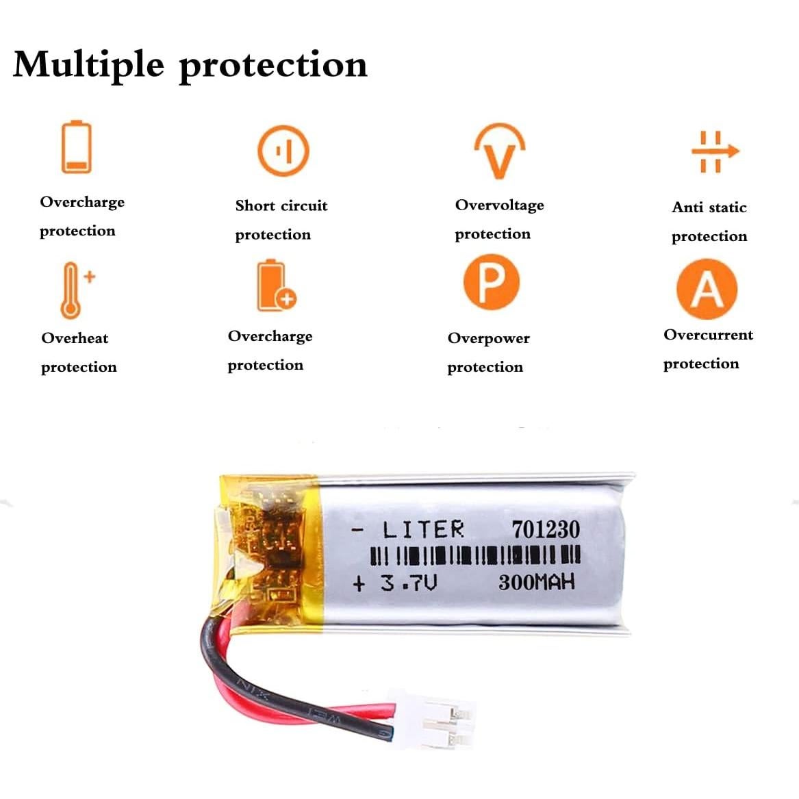 Batería de polímero de litio 3.7V 300mAh BIHUADE 701230