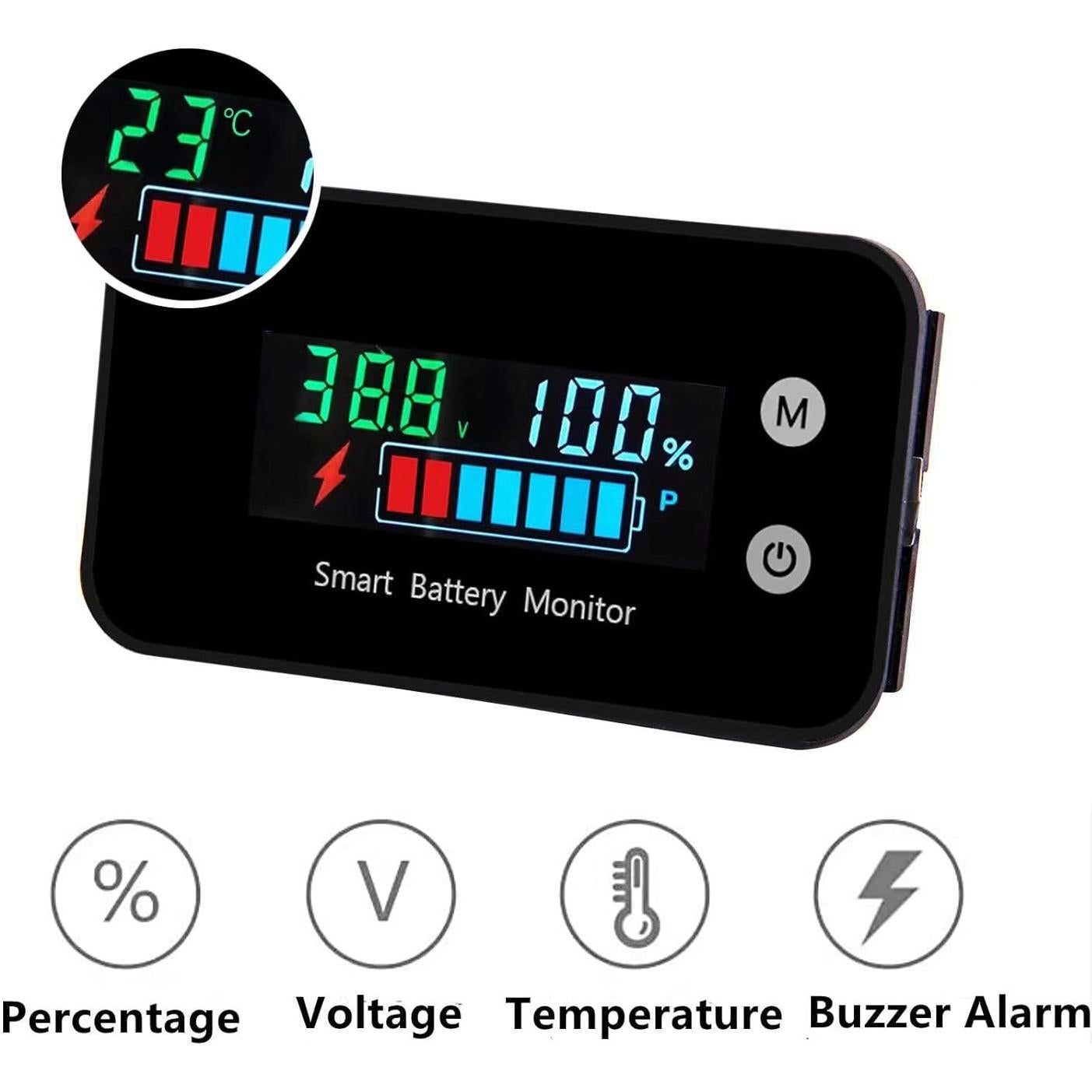 Monitor de Batería IPX7 hwnguJ AA-01 12V-72V con Alarma