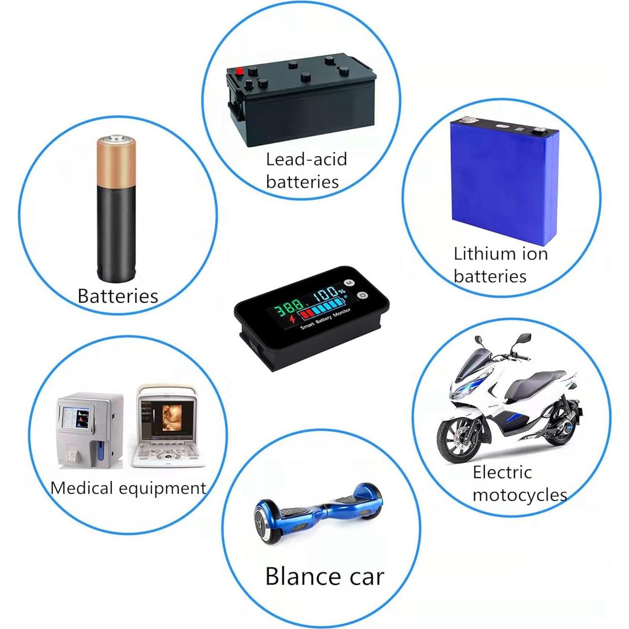 Monitor de Batería IPX7 hwnguJ AA-01 12V-72V con Alarma