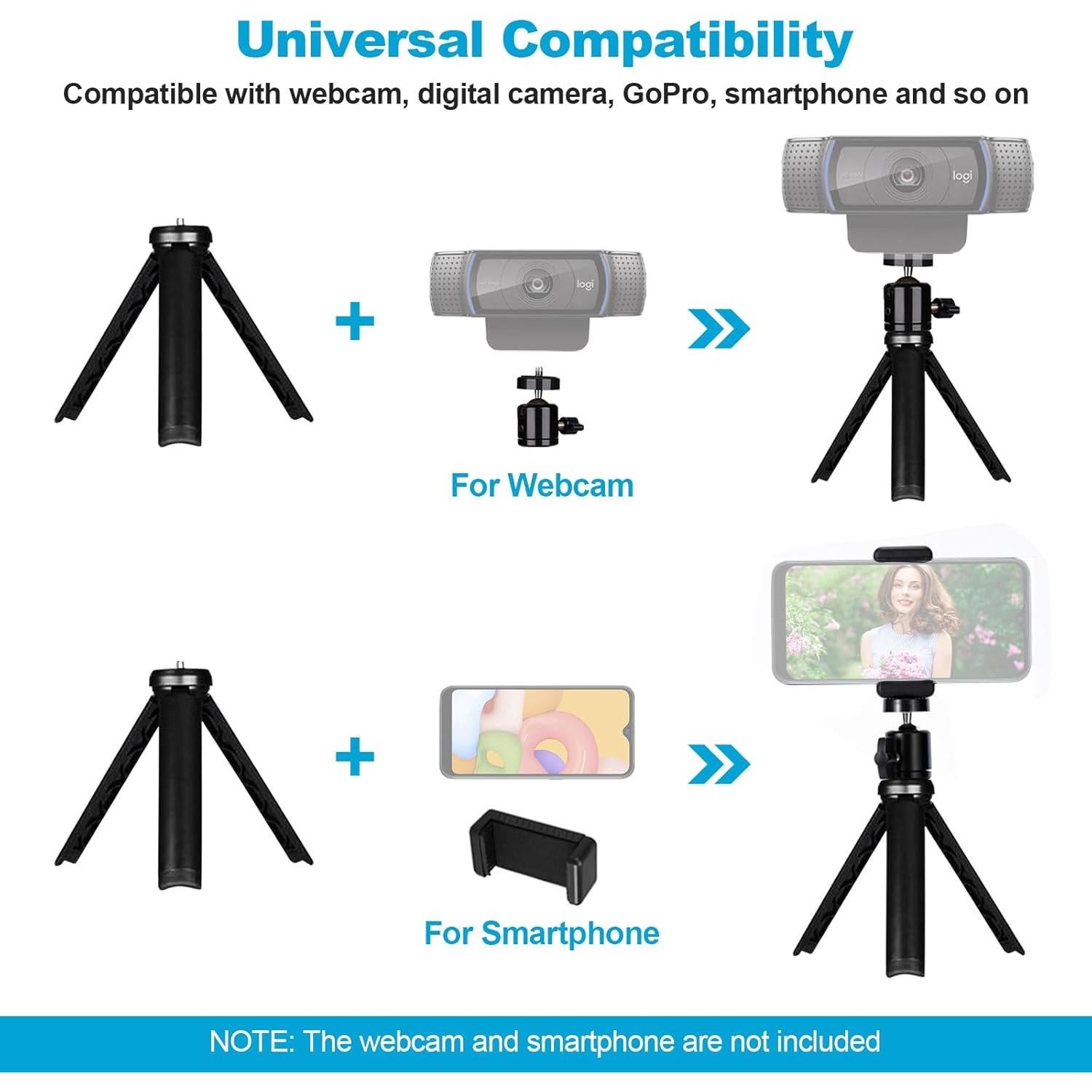 Trípode Mini Ligero NexiGo para Cámara y Teléfono 33 cm
