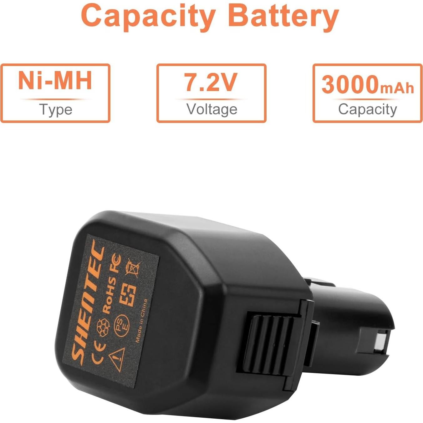 Batería de Reemplazo Ni-MH Shentec 3000mAh 7.2V EB714S (2 Paquetes)