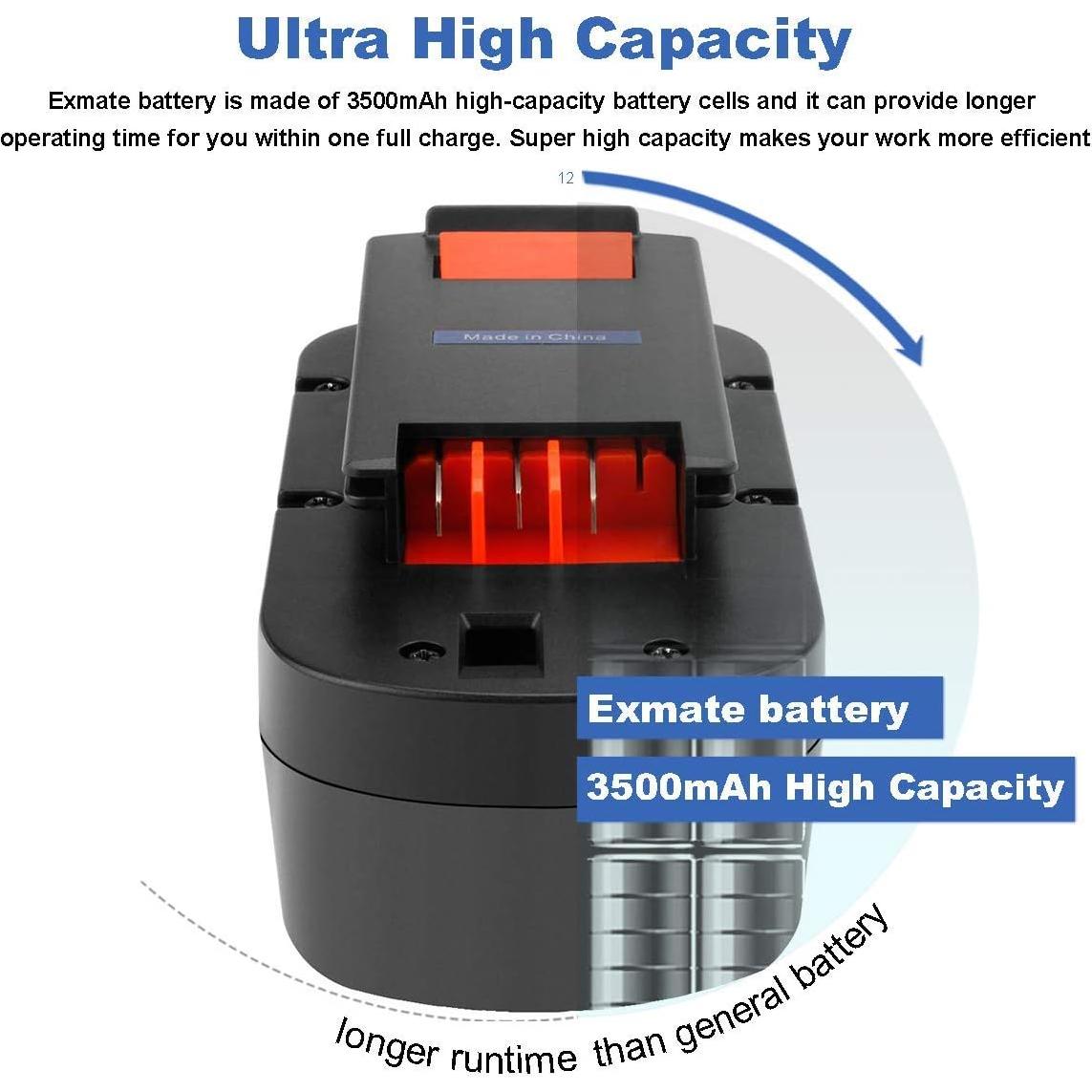 Batería Ni-MH 18V 3.5Ah Exmate + Cargador Compatible Black & Decker