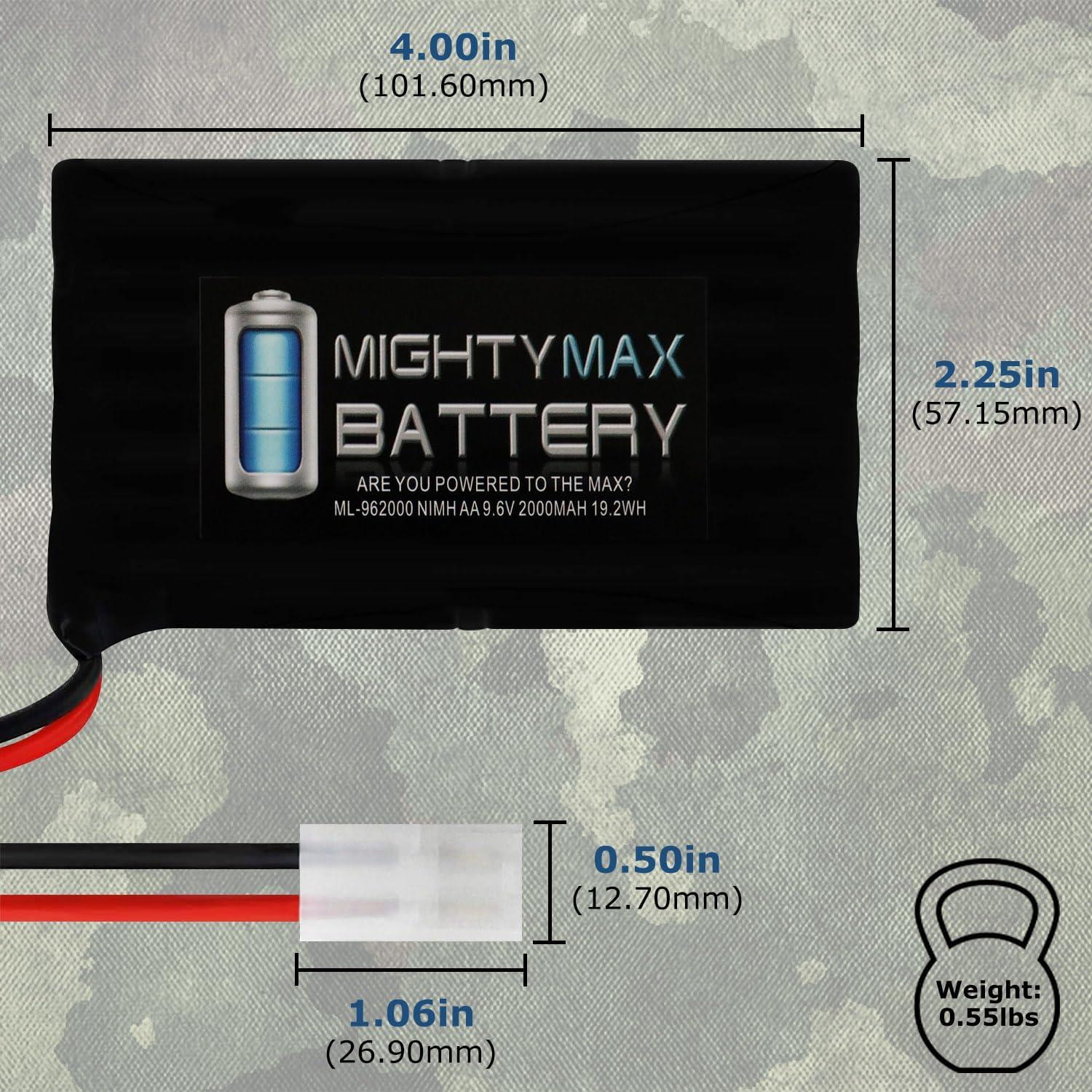 Batería NiMH 2000mAh 9.6V Mighty Max + Cargador 8.4V-9.6V