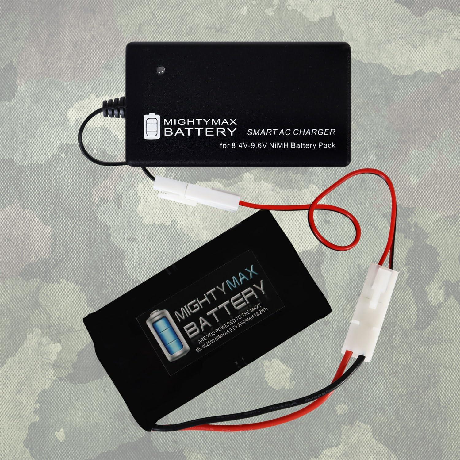 Batería NiMH 2000mAh 9.6V Mighty Max + Cargador 8.4V-9.6V