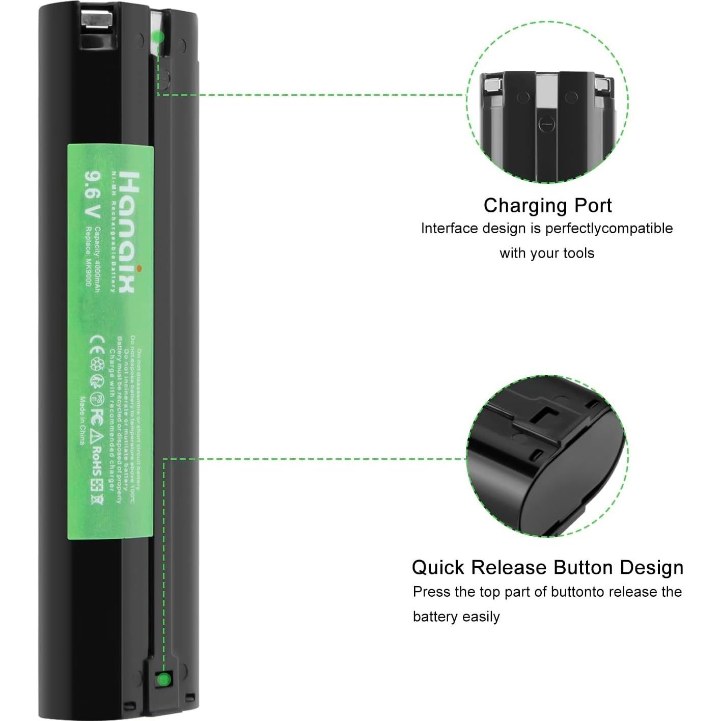 Paquete de 2 Baterías Ni-MH 9.6V 4.0Ah Compatible Makita