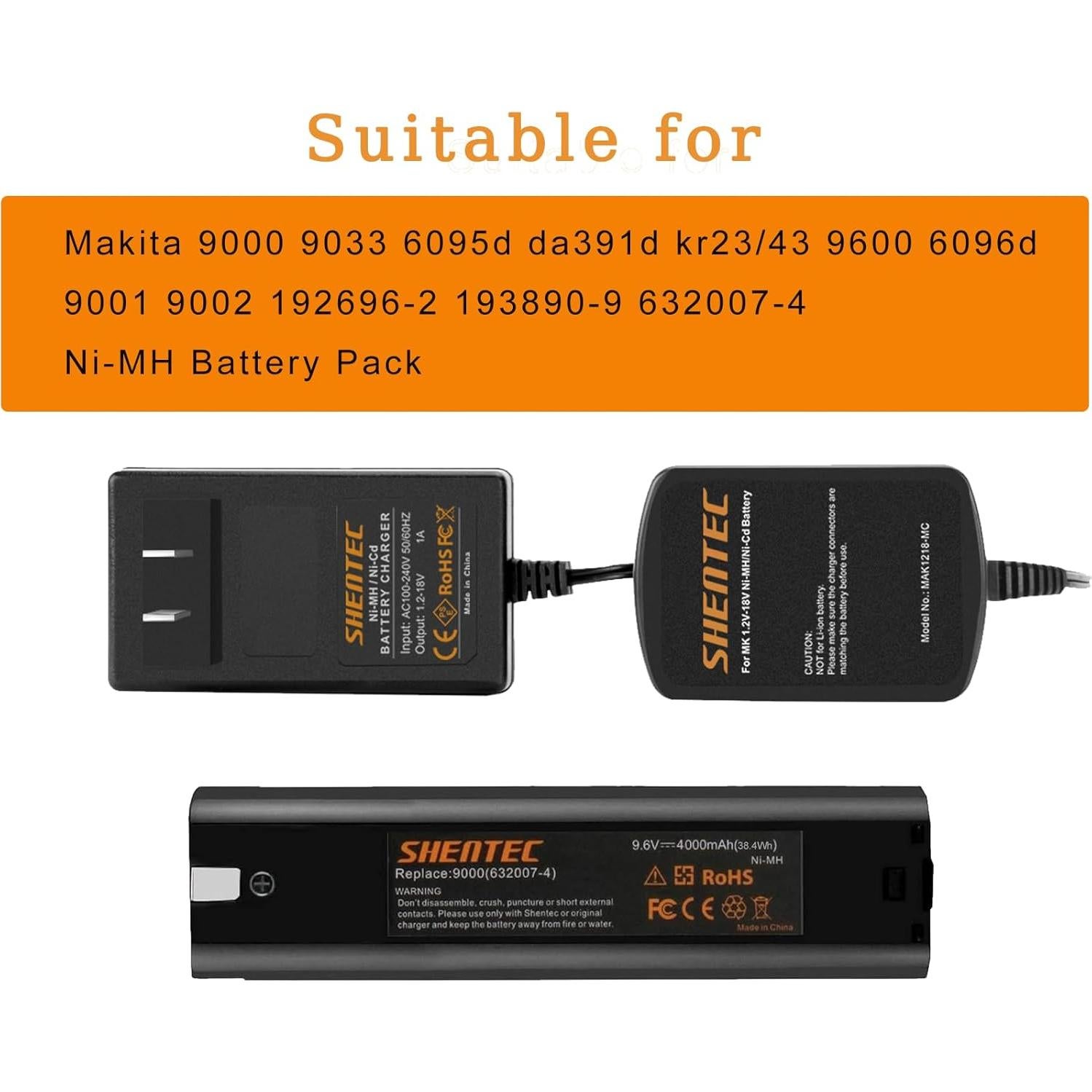 Batería Ni-MH 4000mAh 9.6V Shentec + Cargador Compatible