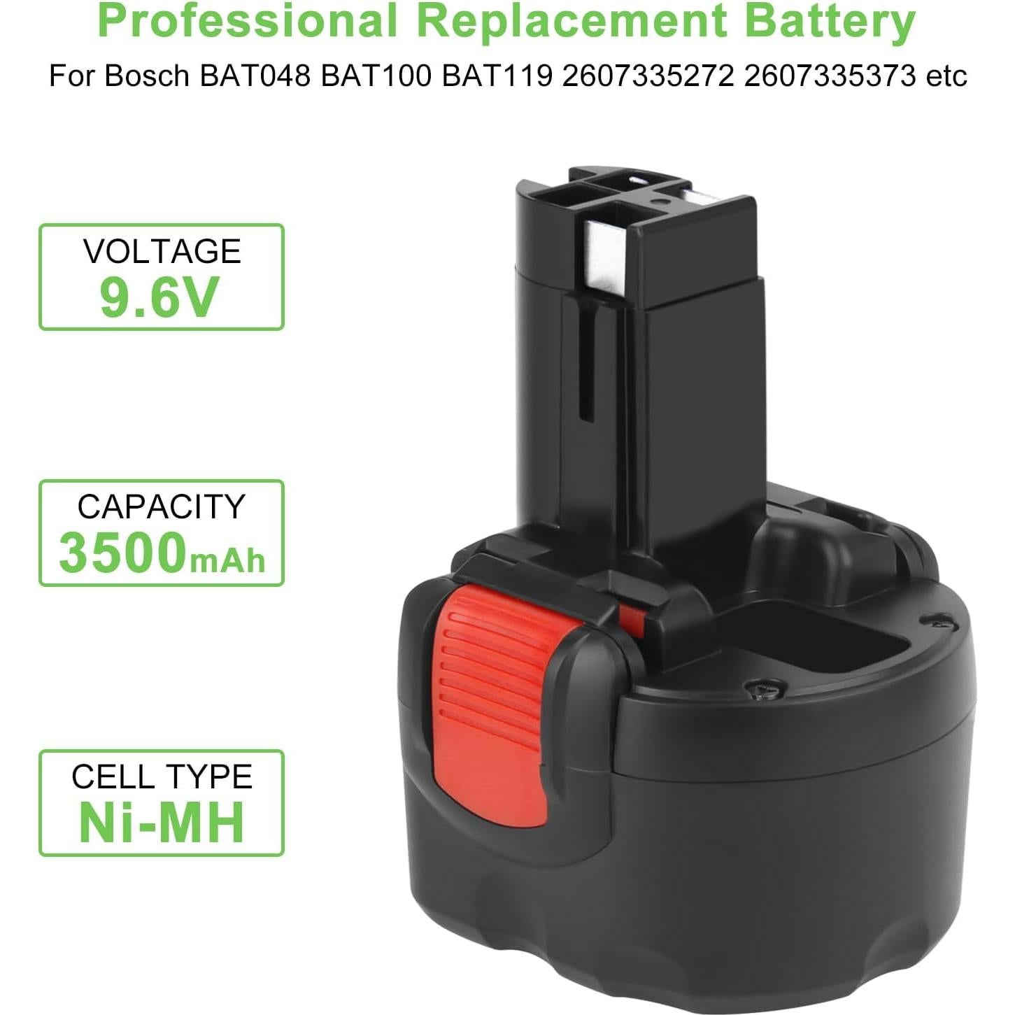 Batería recargable Ni-MH 9.6V 3.5Ah para Bosch PSR960