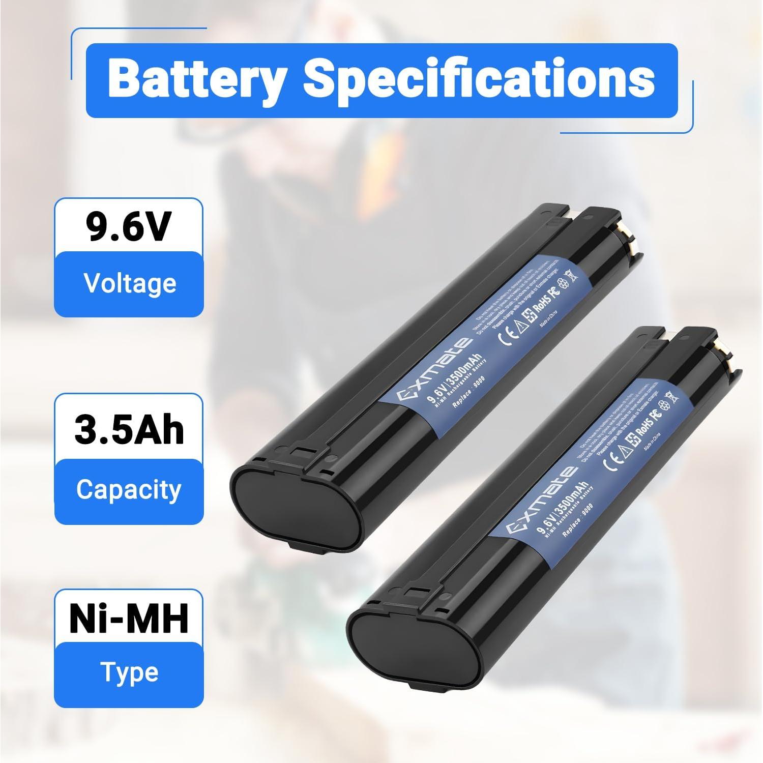 Batería Exmate 3.5Ah 9.6V Ni-MH 2-Pack Compatible Makita