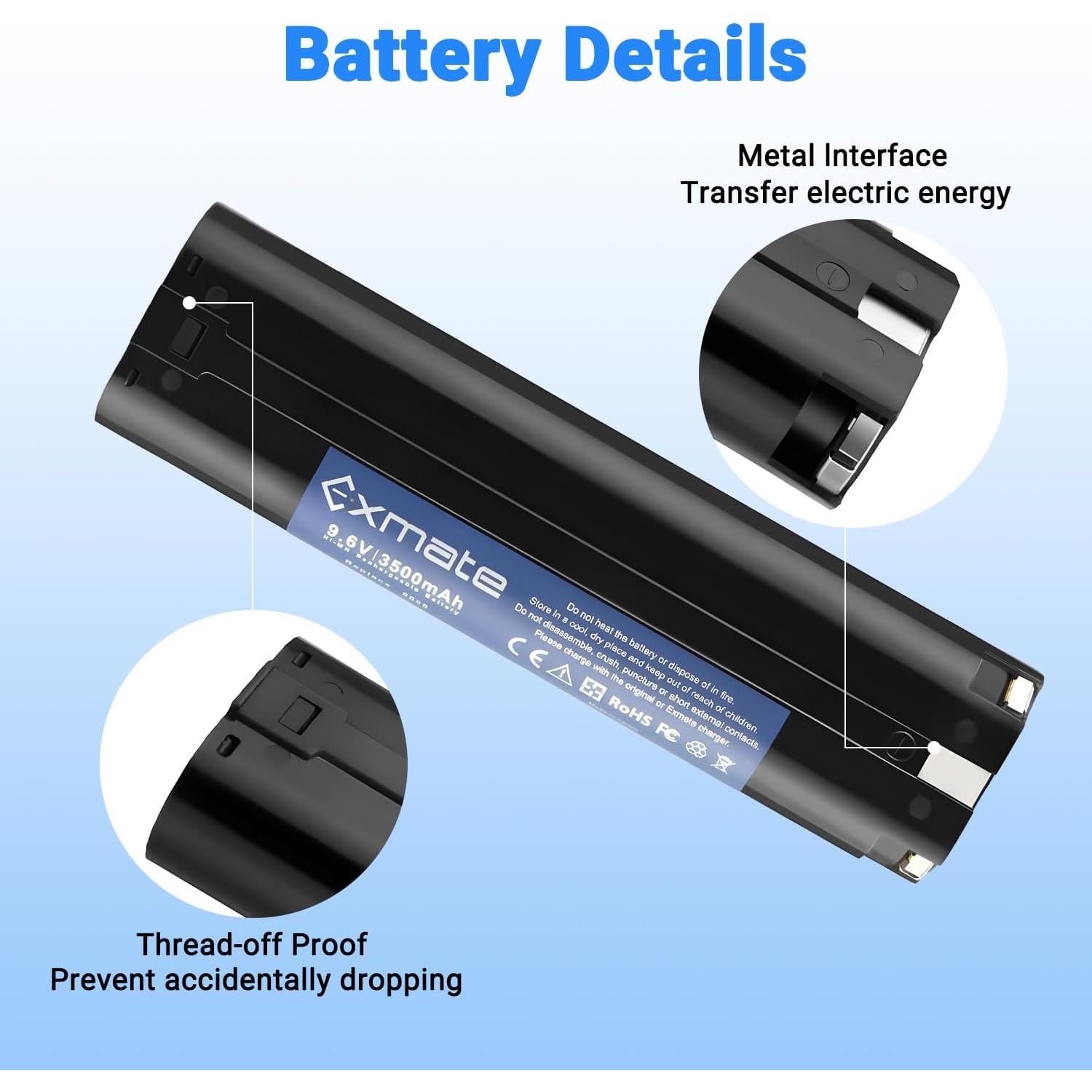 Batería Exmate 3.5Ah 9.6V Ni-MH 2-Pack Compatible Makita