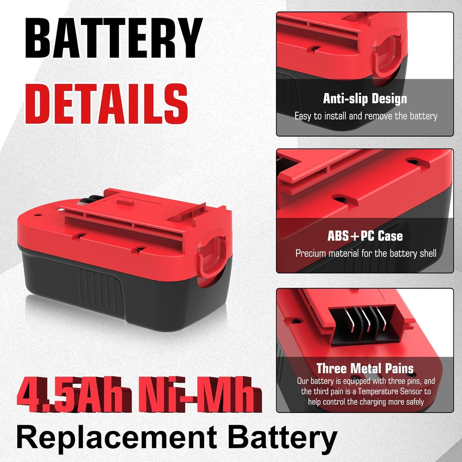 Batería Reoben 18V 4.5Ah Ni-Mh Compatible Black & Decker