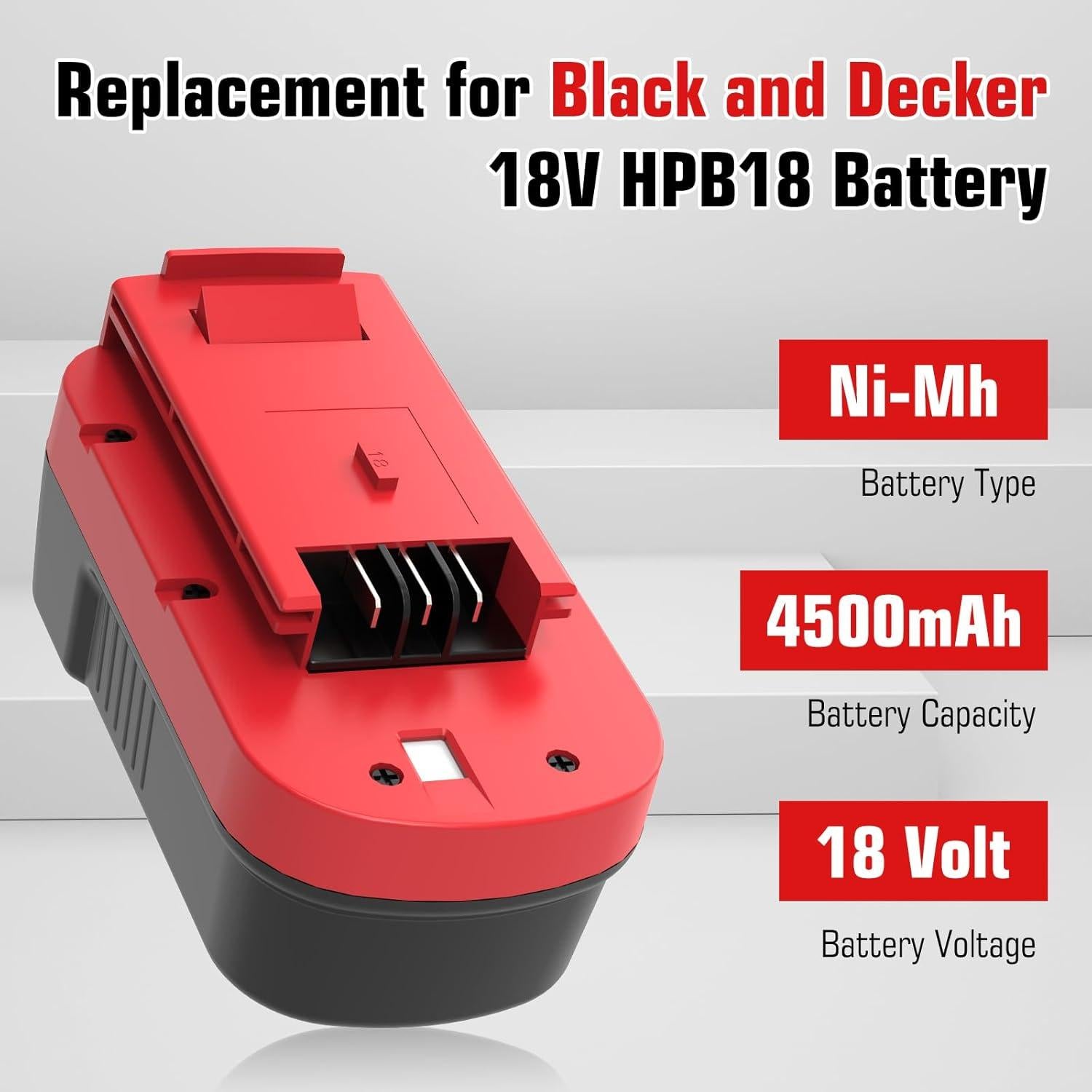 Batería Reoben 18V 4.5Ah Ni-Mh Compatible Black & Decker