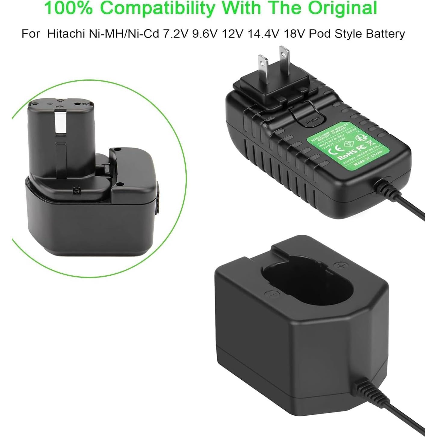 Cargador de Batería Ni-MH 1.2V-18V Hanaix para Hitachi