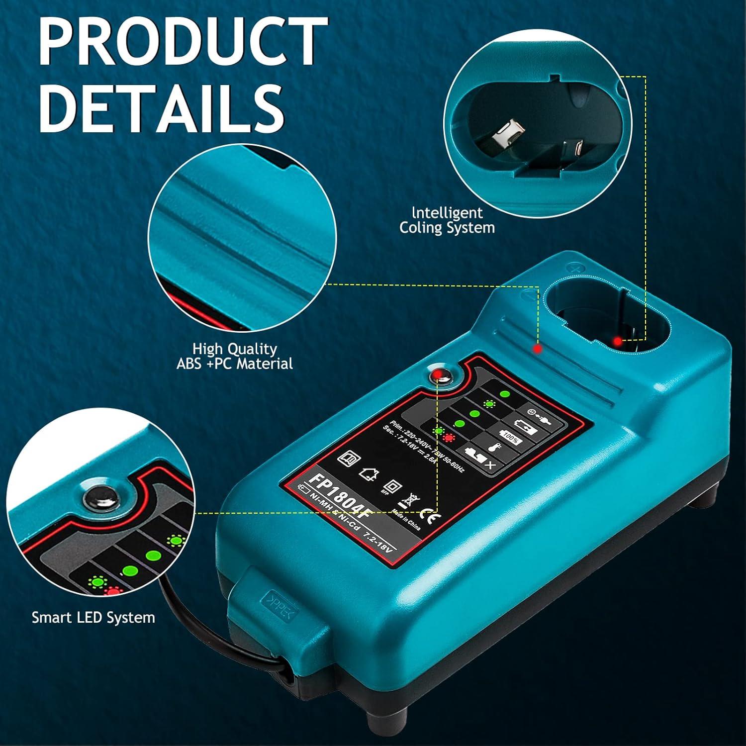 Cargador de Batería Reemplazo Makita 9.6V-18V Ni-Cd Ni-MH