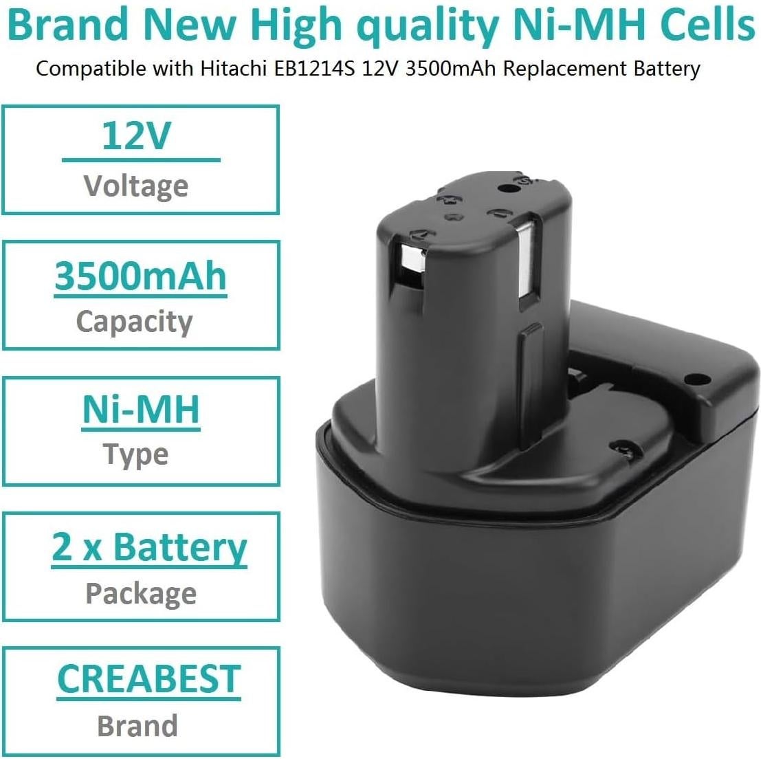 Batería Ni-MH 12V 3500mAh Creabest para Hitachi EB1212S