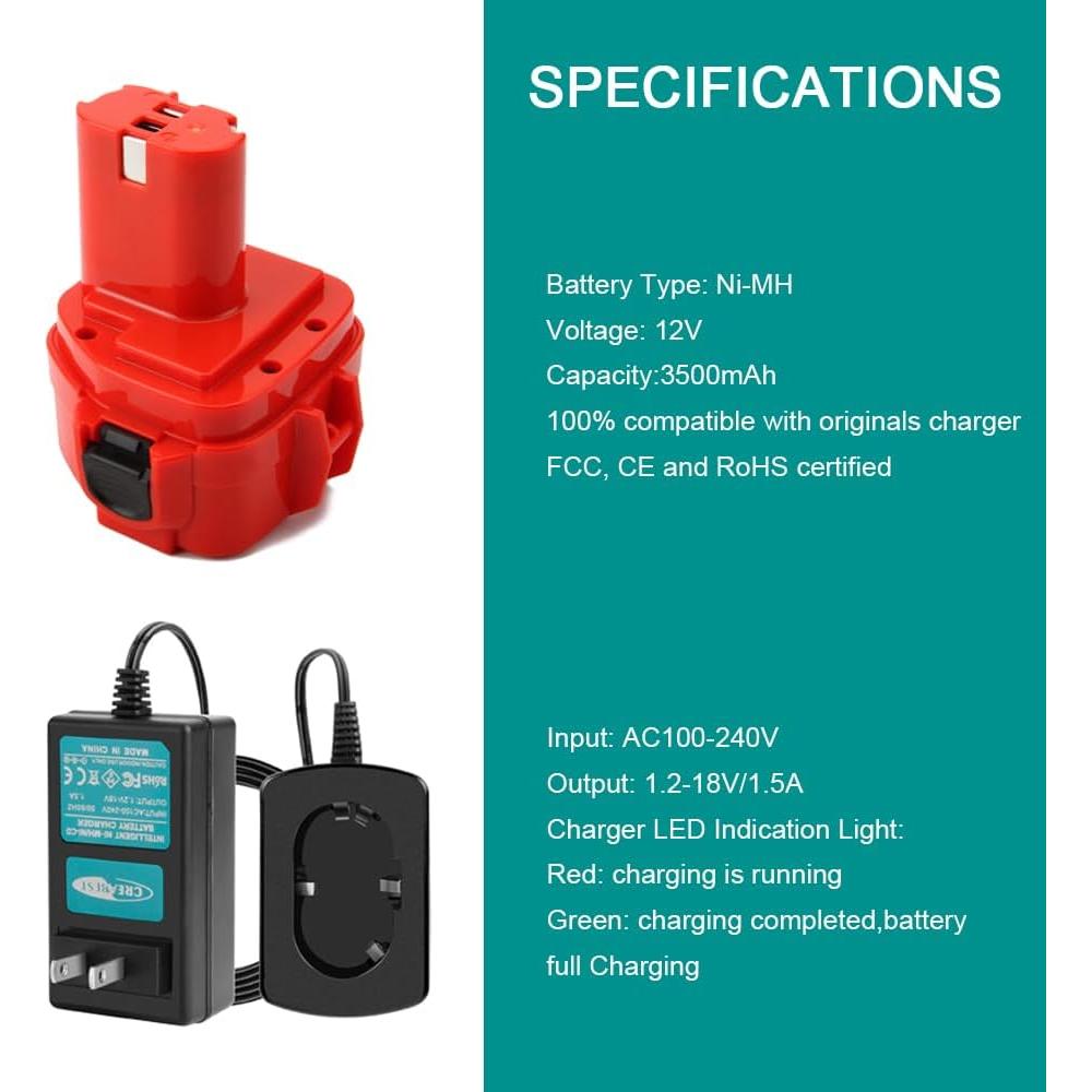 Batería Recargable Ni-MH 12V 3.5Ah Creabest + Cargador