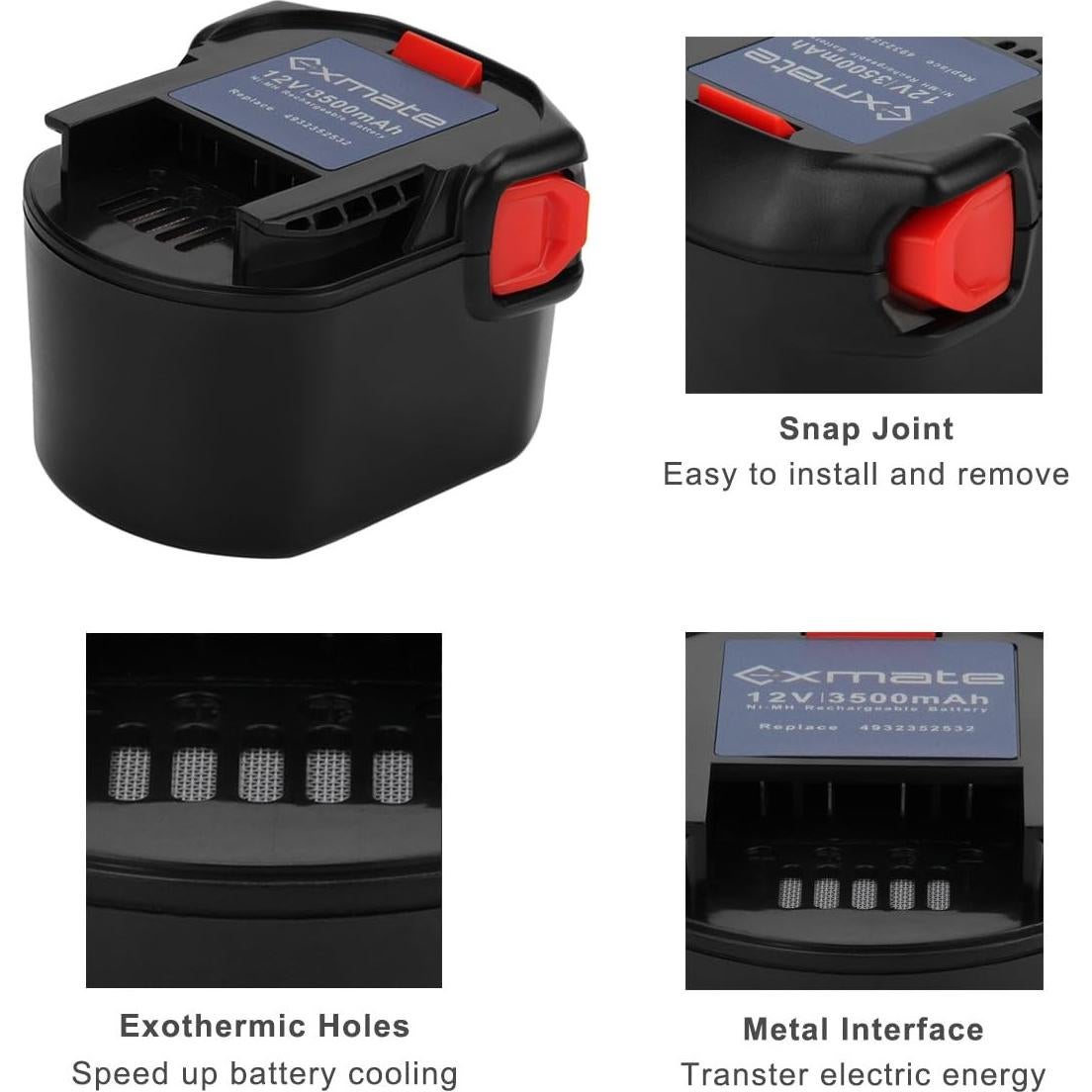 Batería de Reemplazo Exmate 12V 3500mAh Ni-MH para Ridgid