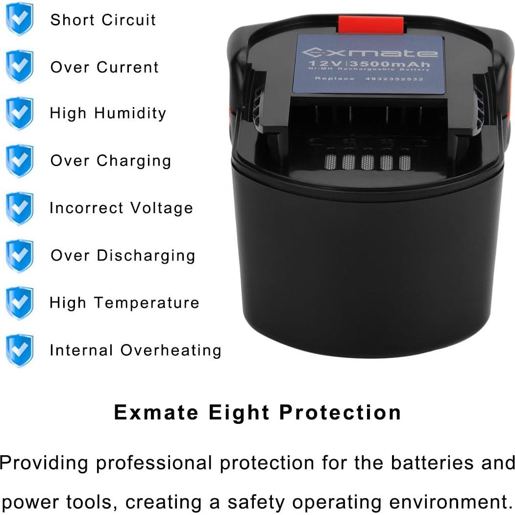 Batería de Reemplazo Exmate 12V 3500mAh Ni-MH para Ridgid